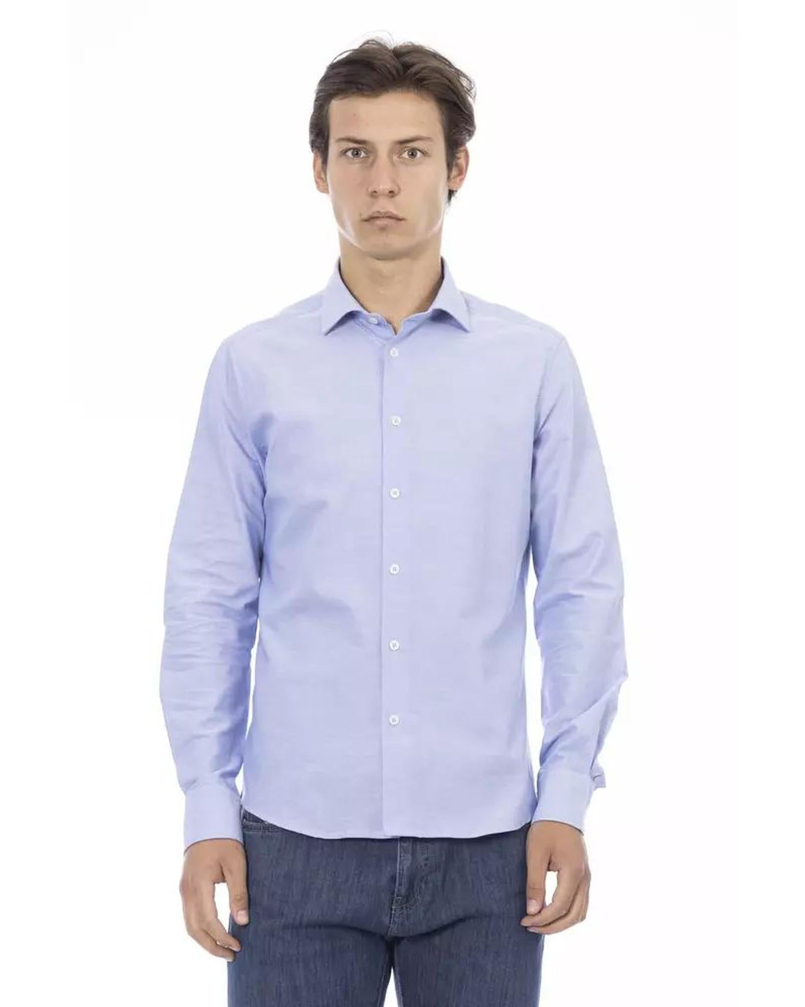 Baldinini Trend Men's Light Blue Cotton Shirt - XL Main image