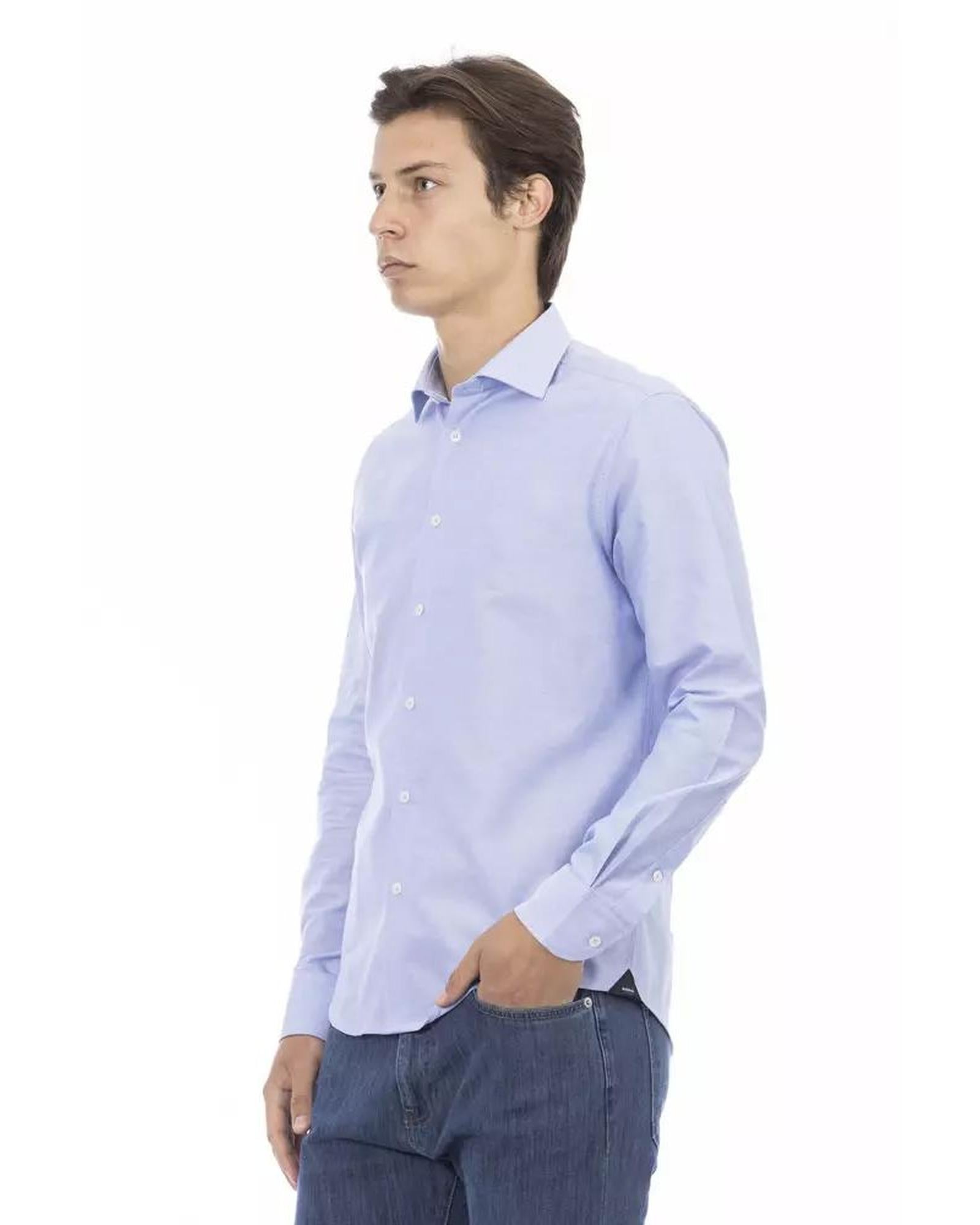 Baldinini Trend Men's Light Blue Cotton Shirt - XL Secondary image