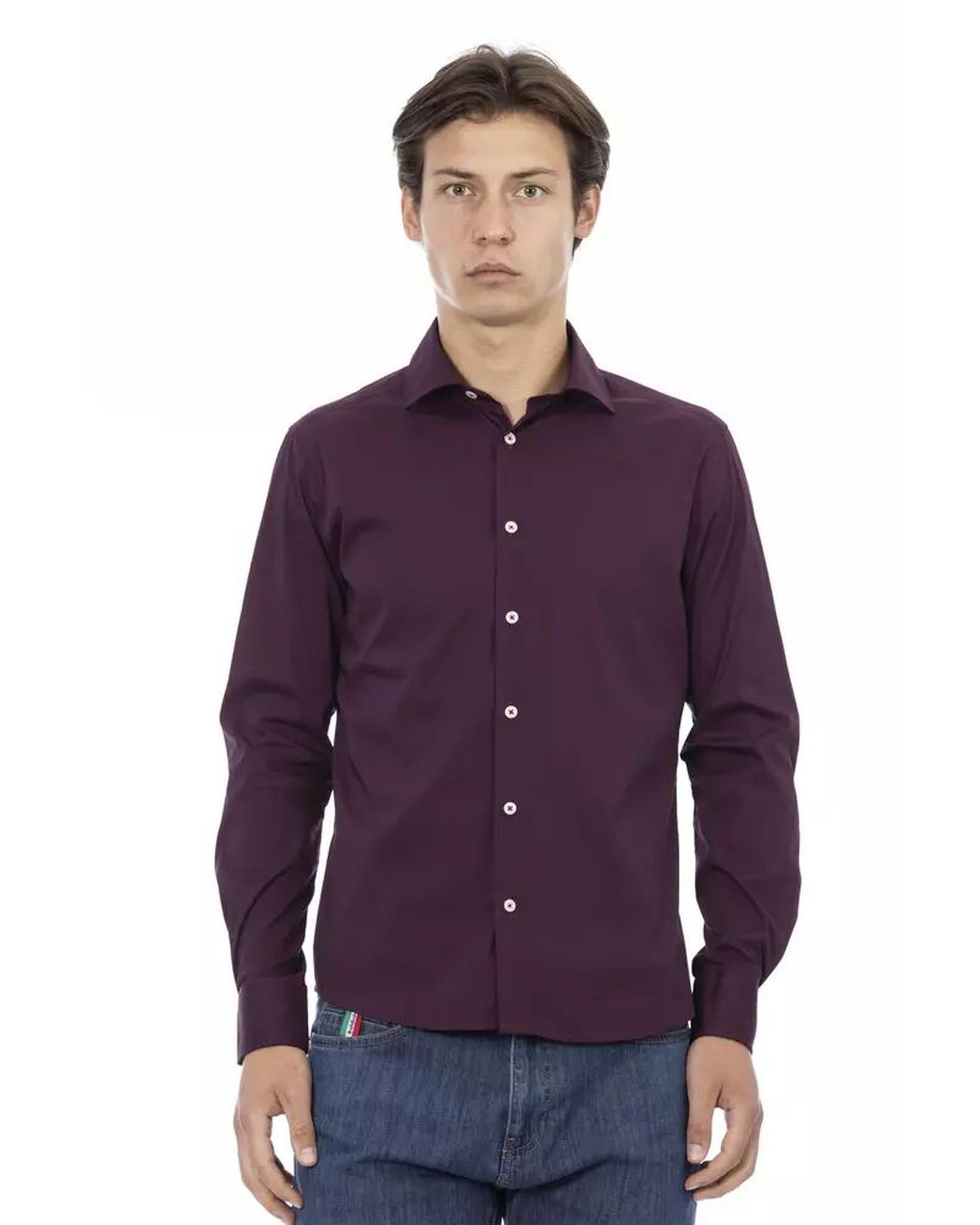 Baldinini Trend Men's Bordeaux Cotton Shirt - L Main image