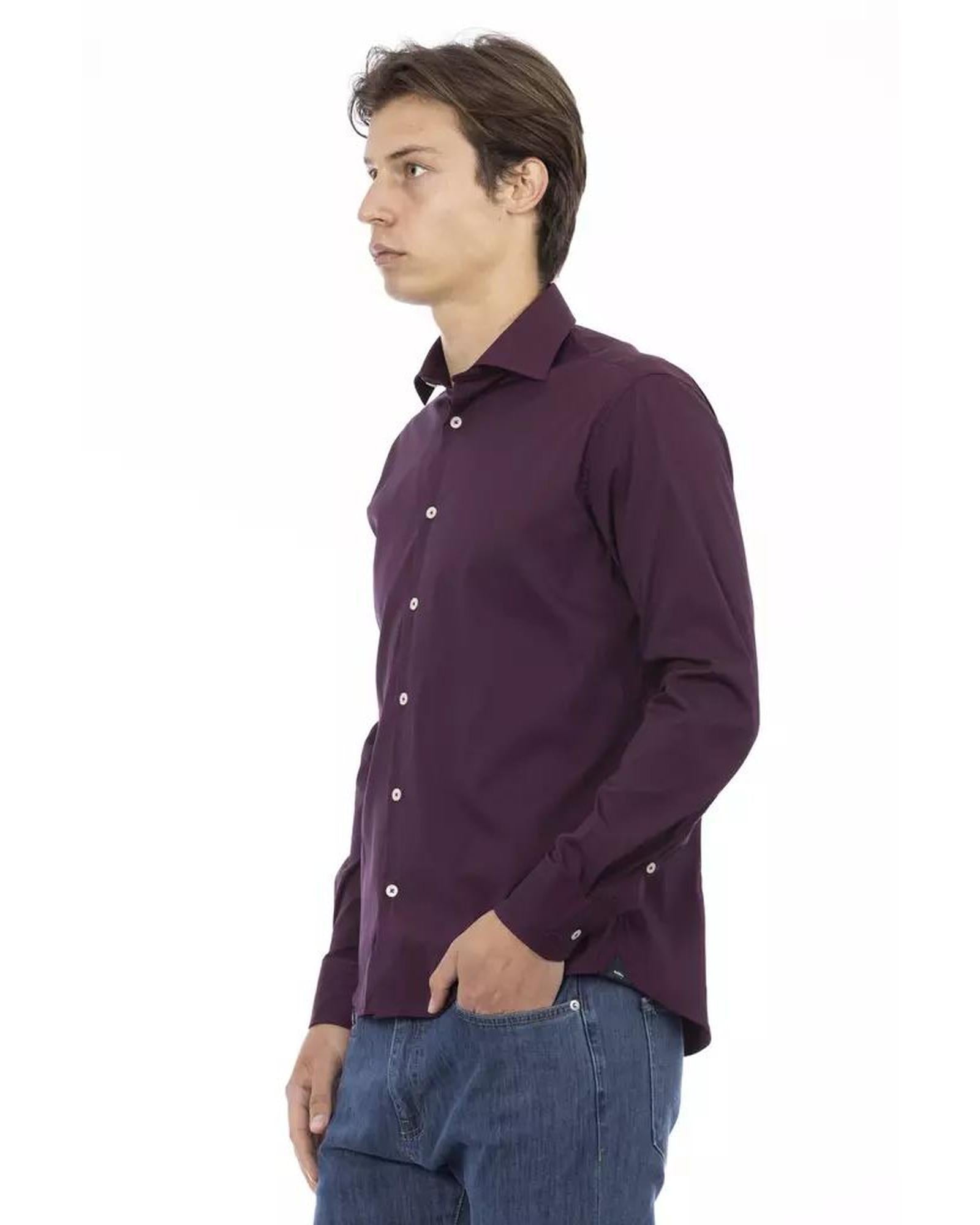 Baldinini Trend Men's Bordeaux Cotton Shirt - XL Secondary image