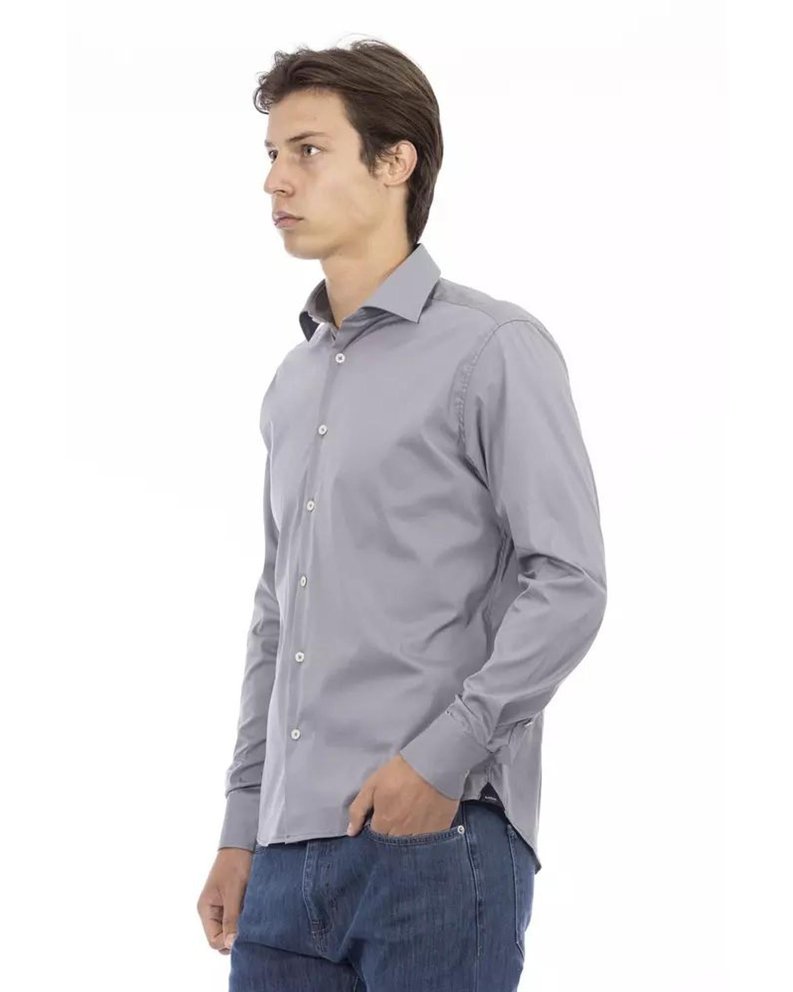 Baldinini Trend Men's Gray Cotton Shirt - L Secondary image