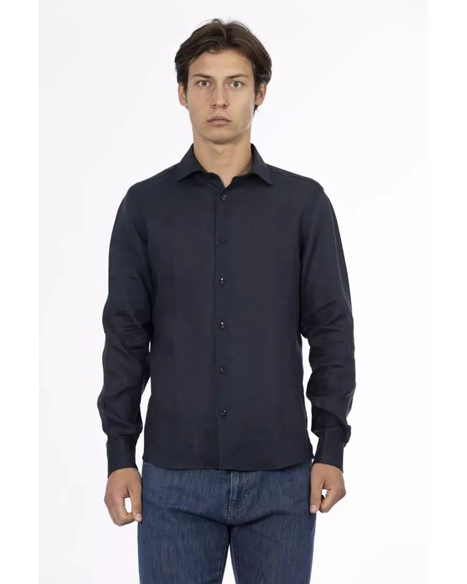 Baldinini Trend Men's Blue Linen Shirt - L Main image