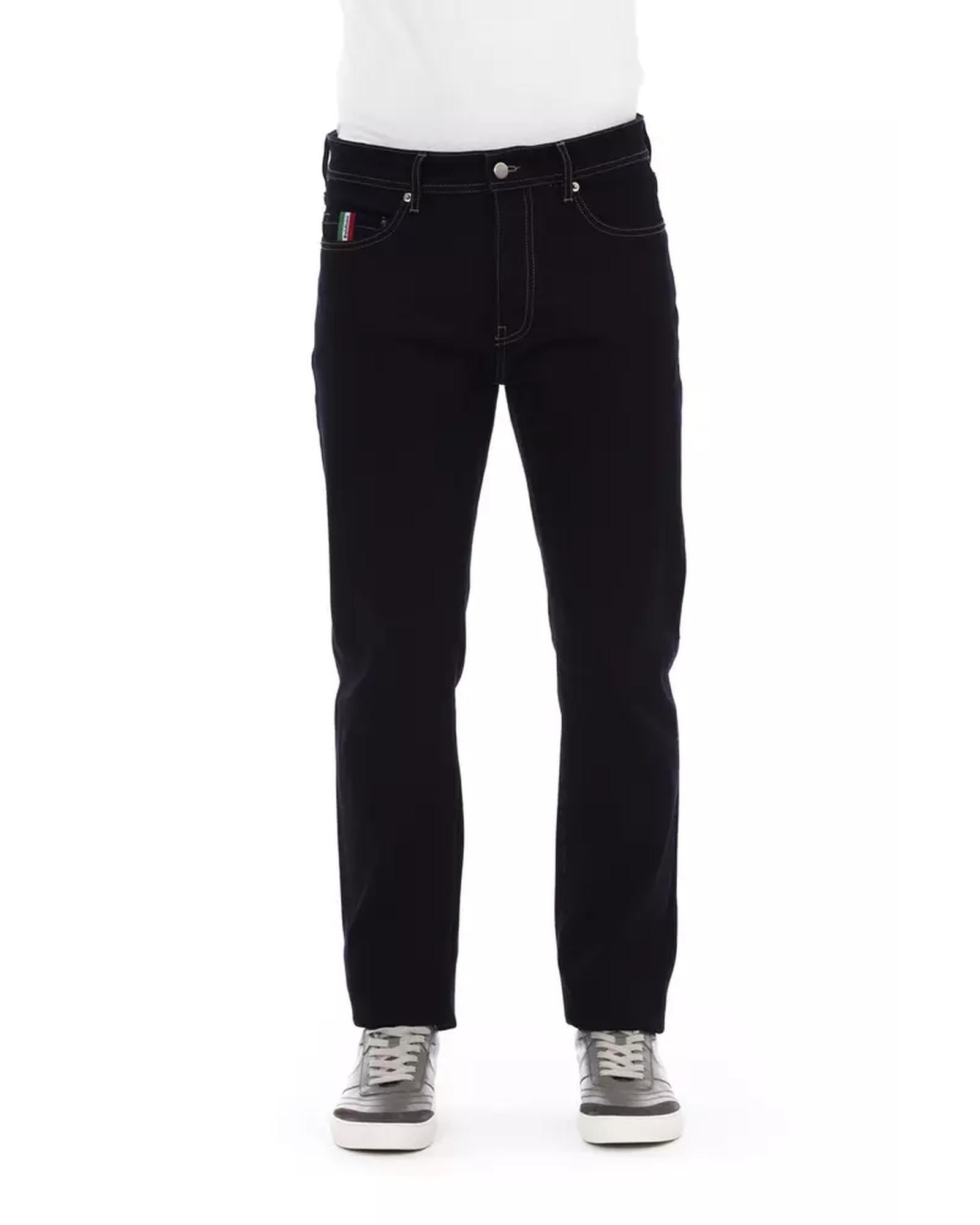 Logo Button Regular Jeans with Tricolor Insert and Contrast Stitching W38 US Men Main image