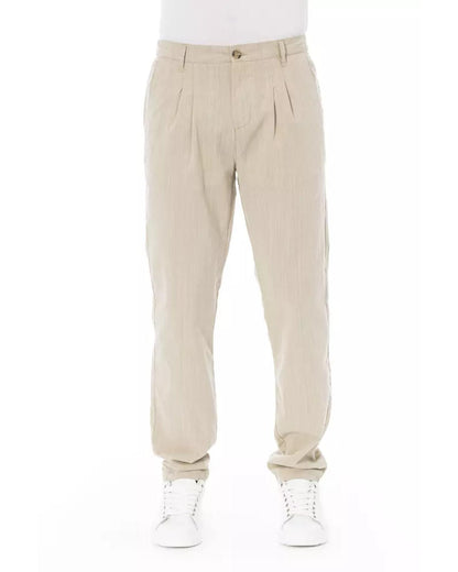 Front Zipper and Button Closure Chino Trousers with Side and Back Pockets 48 IT Men