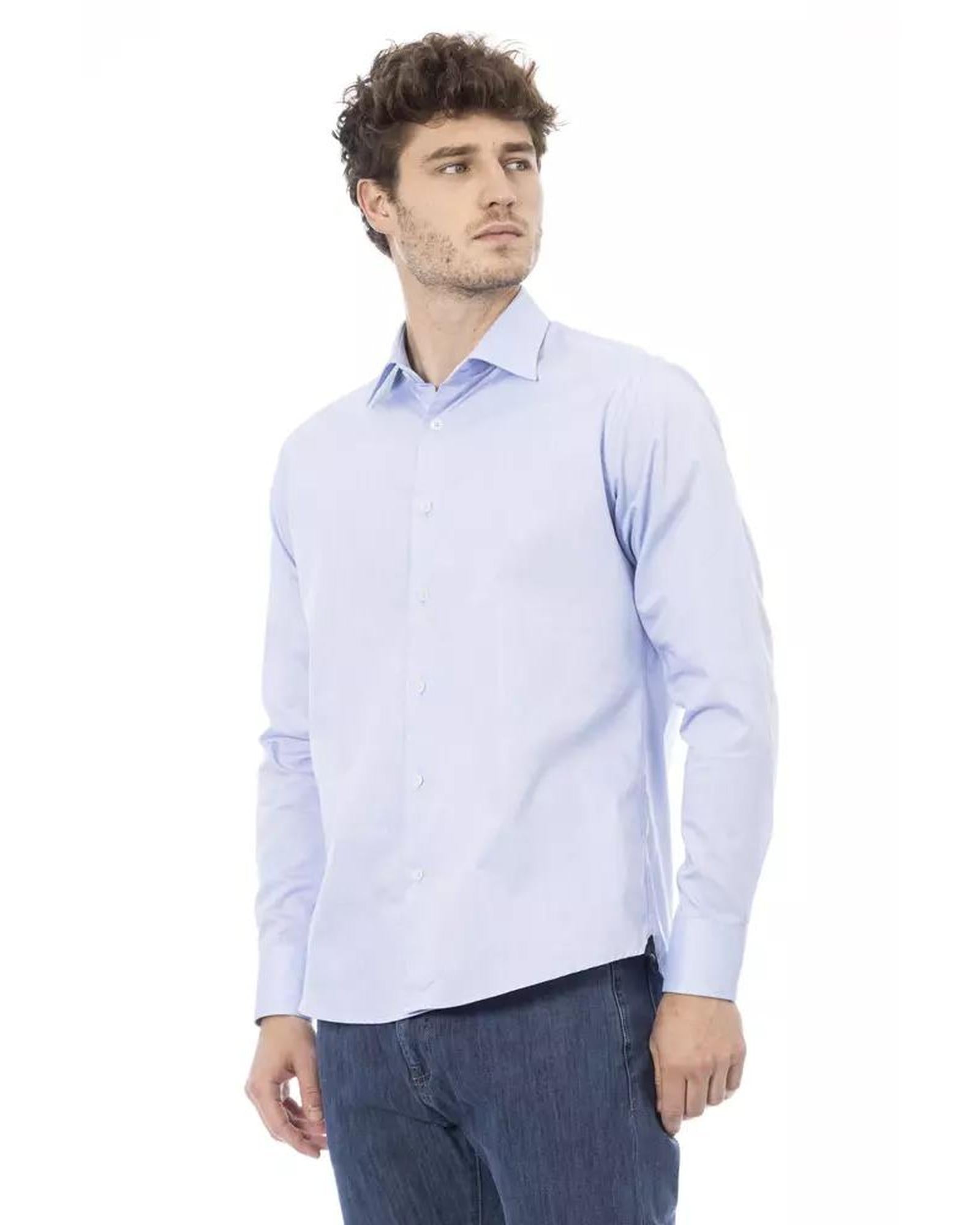 Baldinini Trend Men's Light Blue Cotton Shirt - XL Secondary image