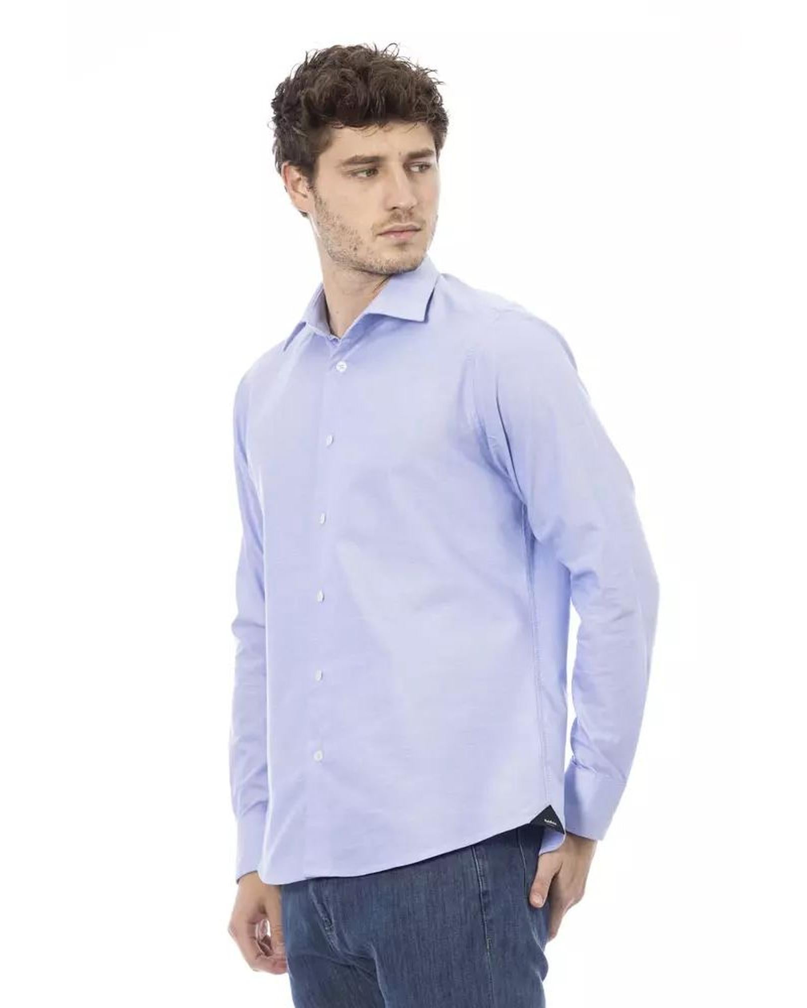 Baldinini Trend Men's Light Blue Cotton Shirt - 2XL Secondary image