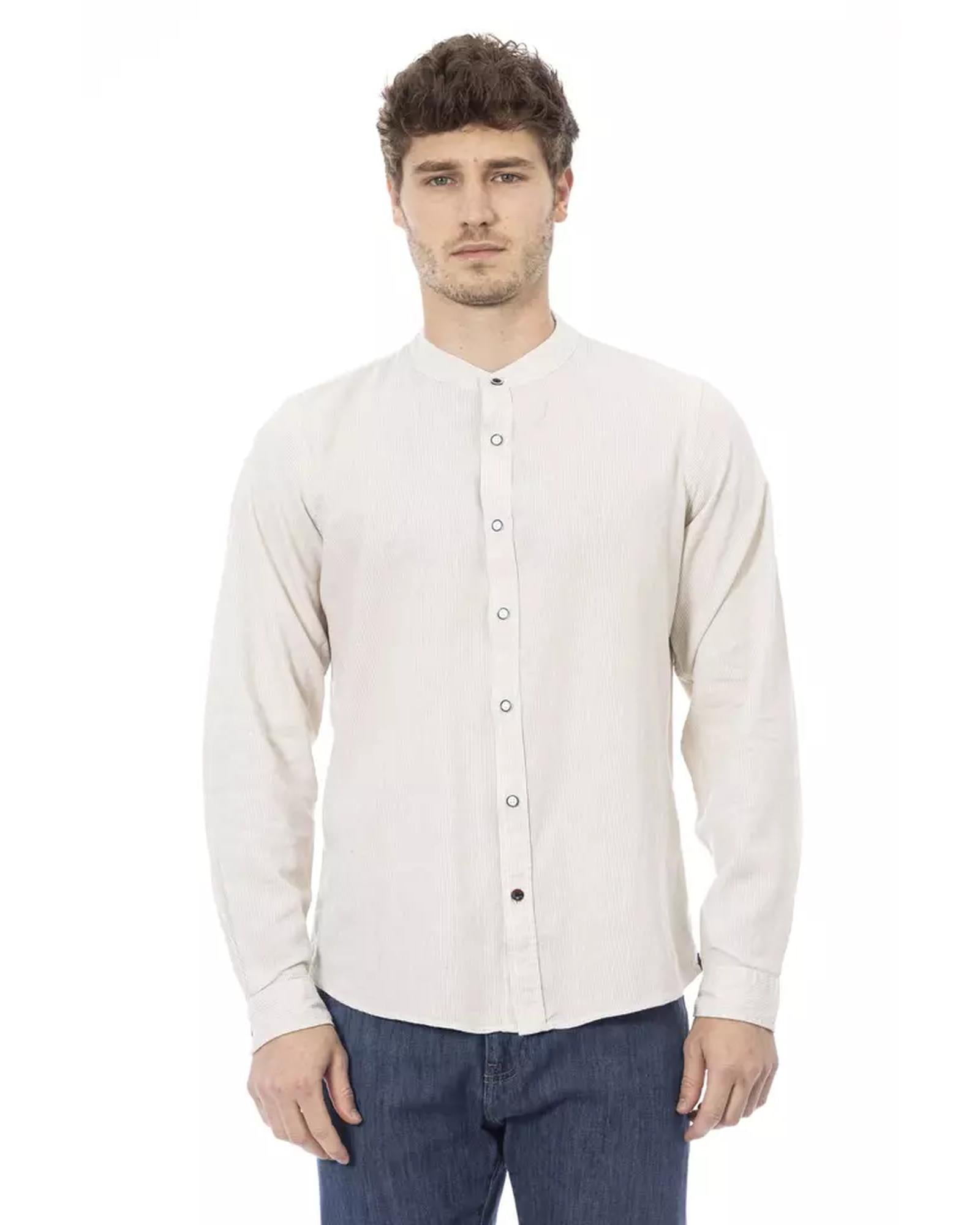 Mandarin Collar Regular Fit Shirt with Button Closure XL Men Main image