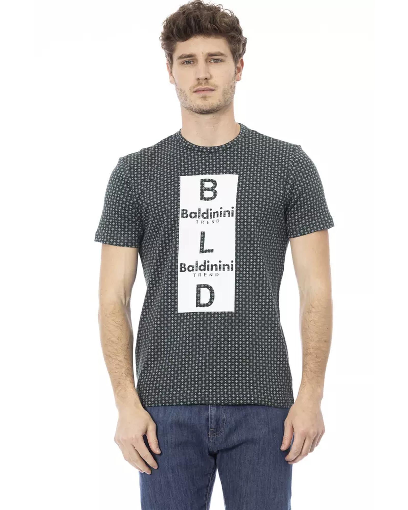 Front Print Short Sleeve T-shirt with Round Neck XL Men Main image