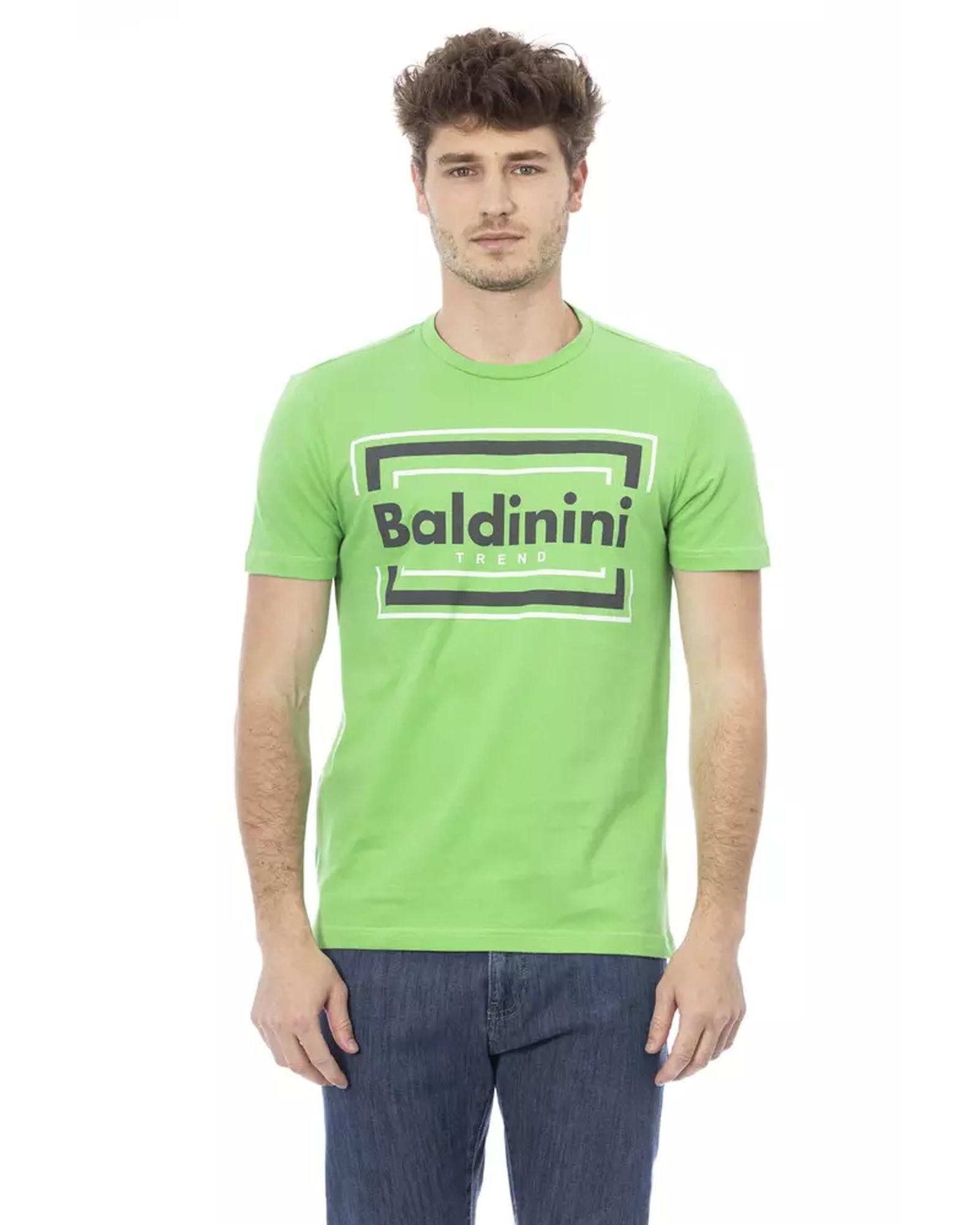 Round Neck Short Sleeve T-shirt with Front Print L Men Main image
