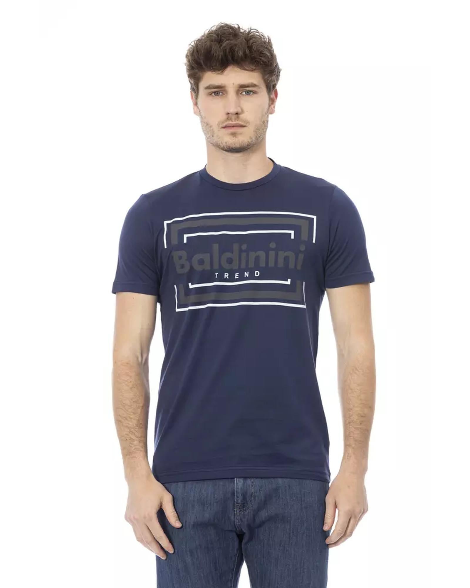 Round Neck Short Sleeve T-shirt with Front Print XL Men Main image
