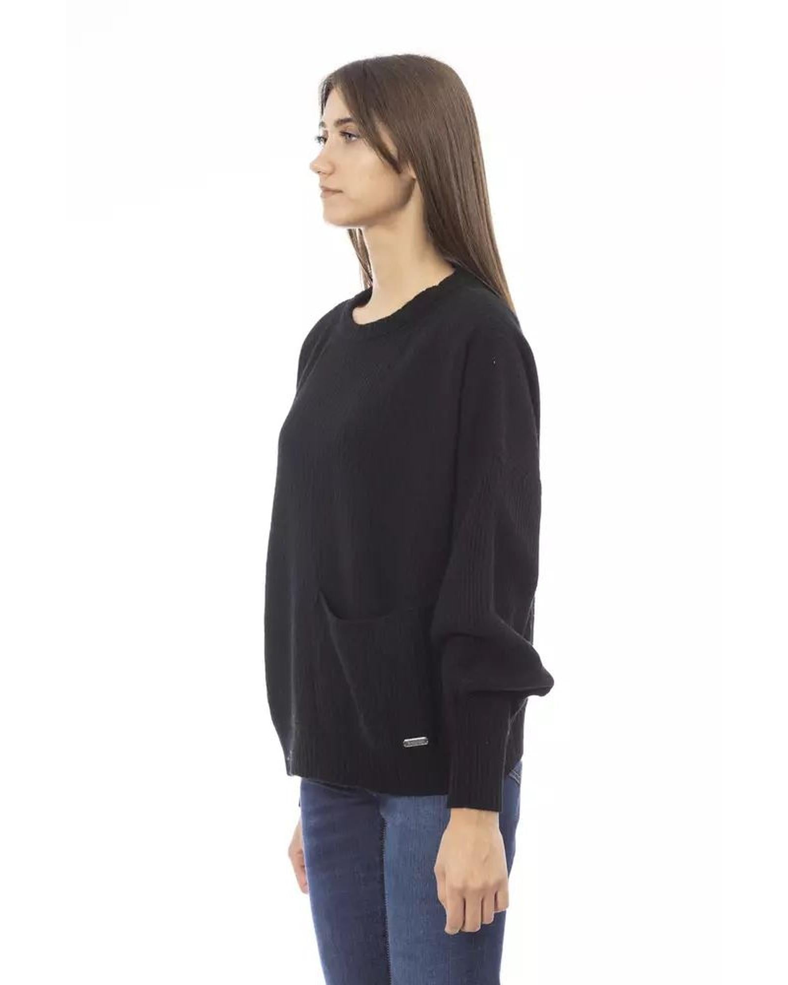 Baldinini Trend Women's Black Wool Sweater - M Secondary image