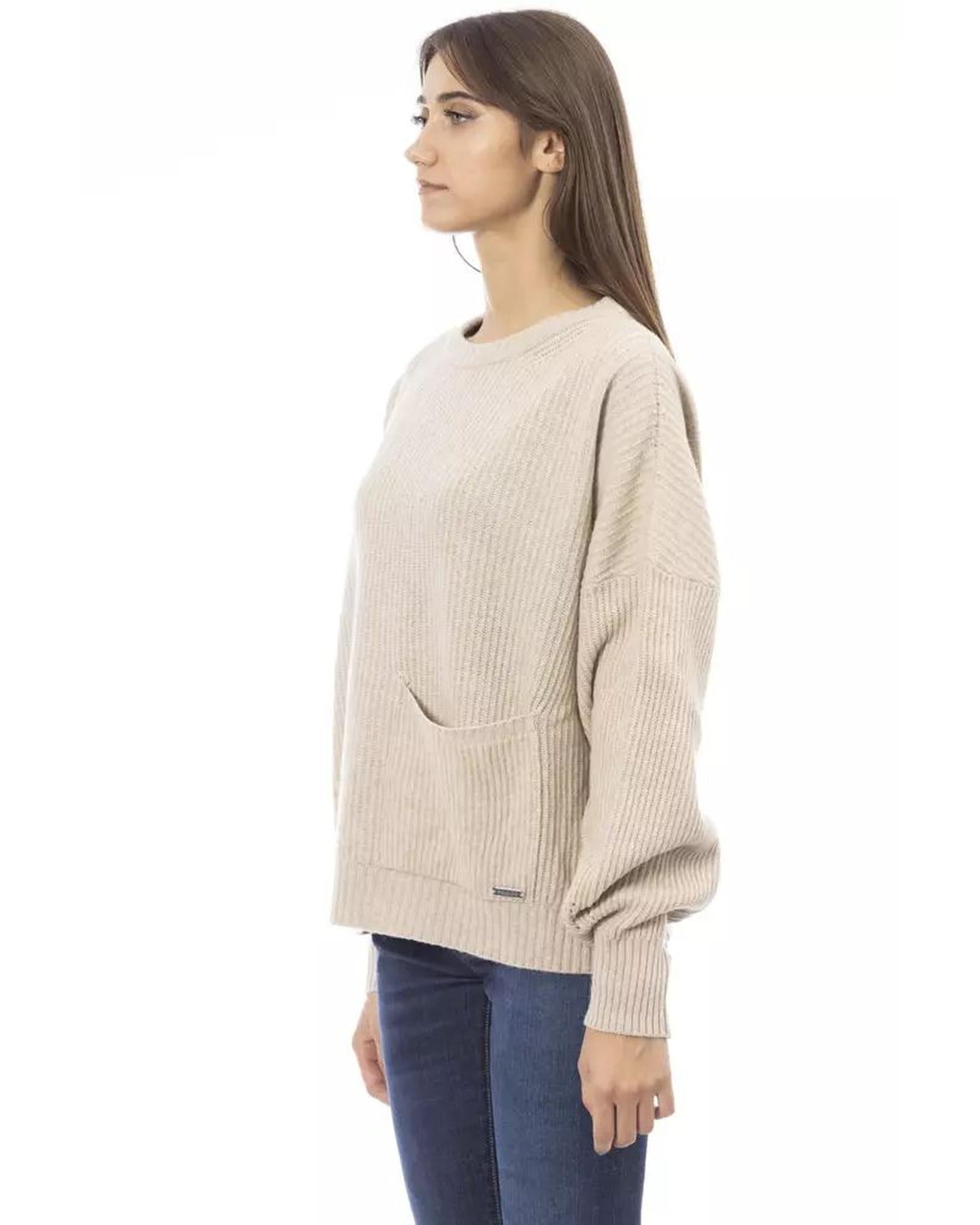 Baldinini Trend Women's Beige Wool Sweater - M Secondary image