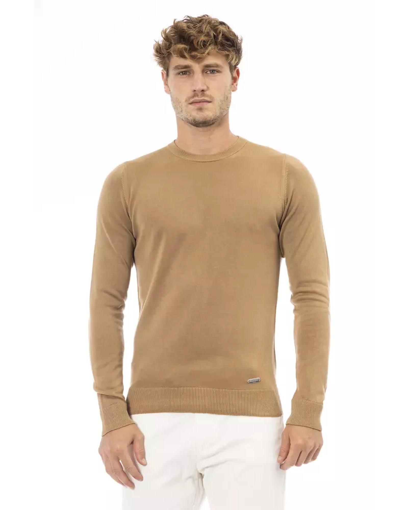 Fine Ribbed Knit Crew Neck Sweater with Long Sleeves 50 IT Men Main image