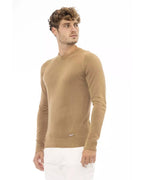 Fine Ribbed Knit Crew Neck Sweater with Long Sleeves 52 IT Men