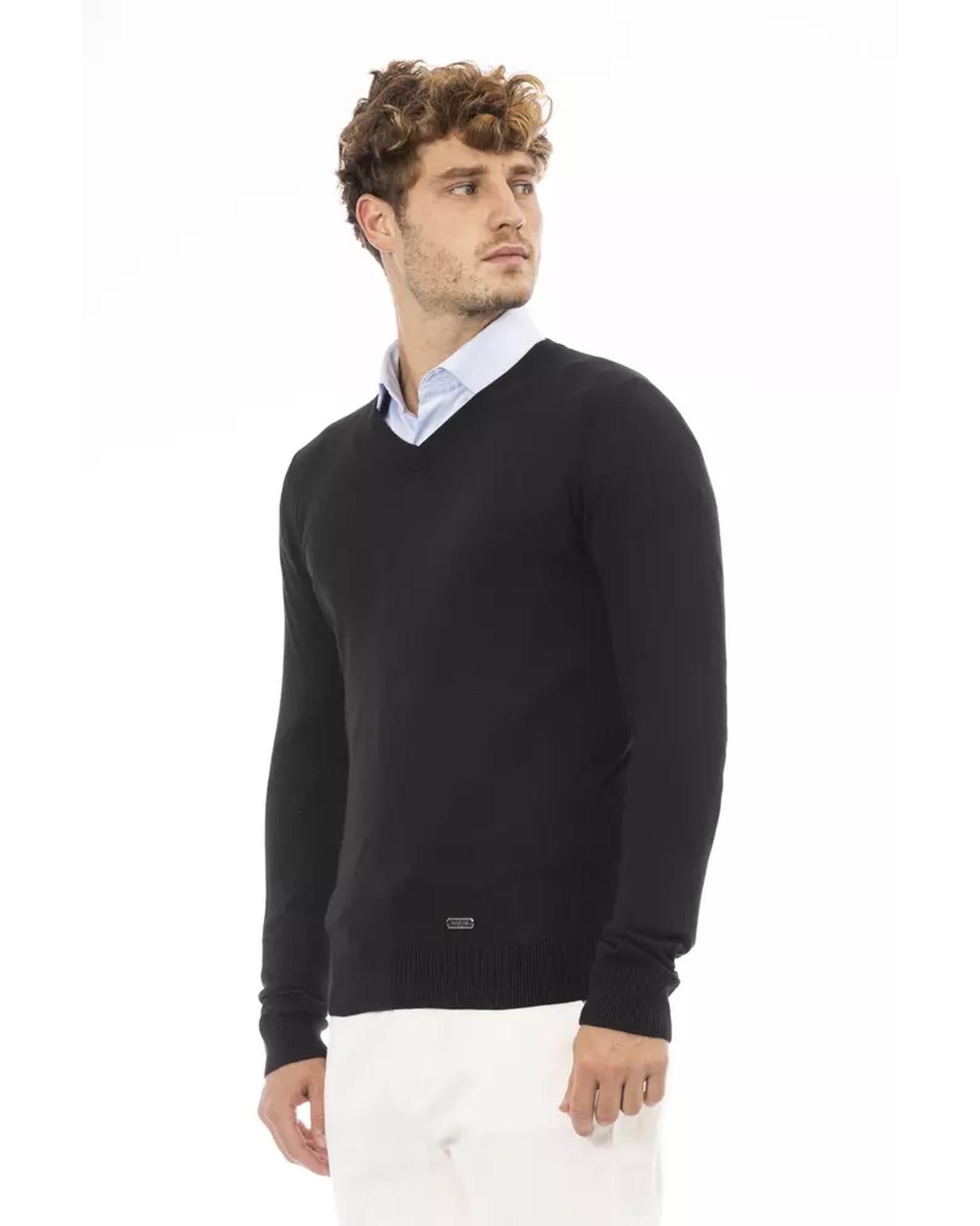 Metal Monogram V-Neck Sweater with Ribbed Details 56 IT Men Secondary image