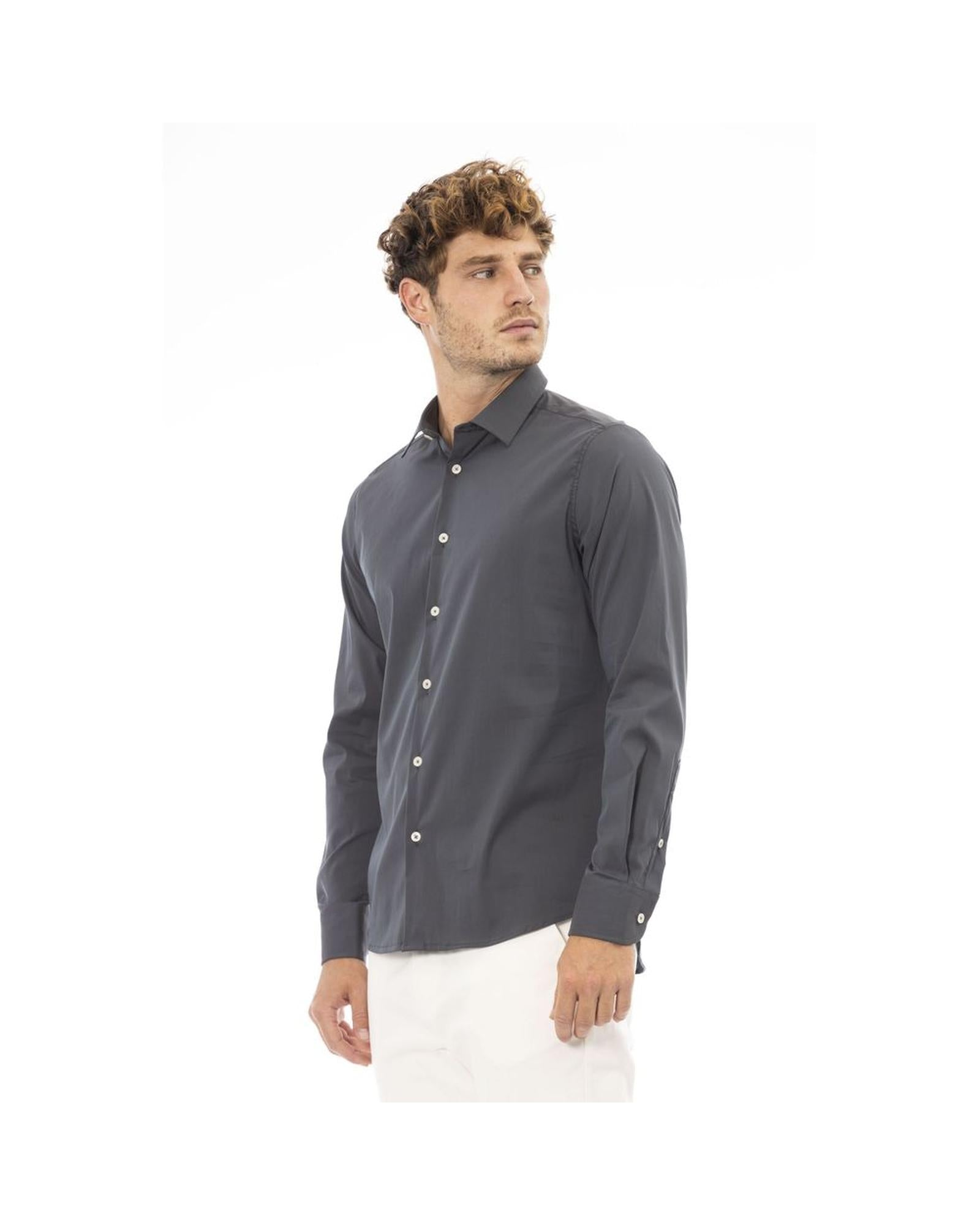 Baldinini Trend Men's Gray Cotton Shirt - L Secondary image