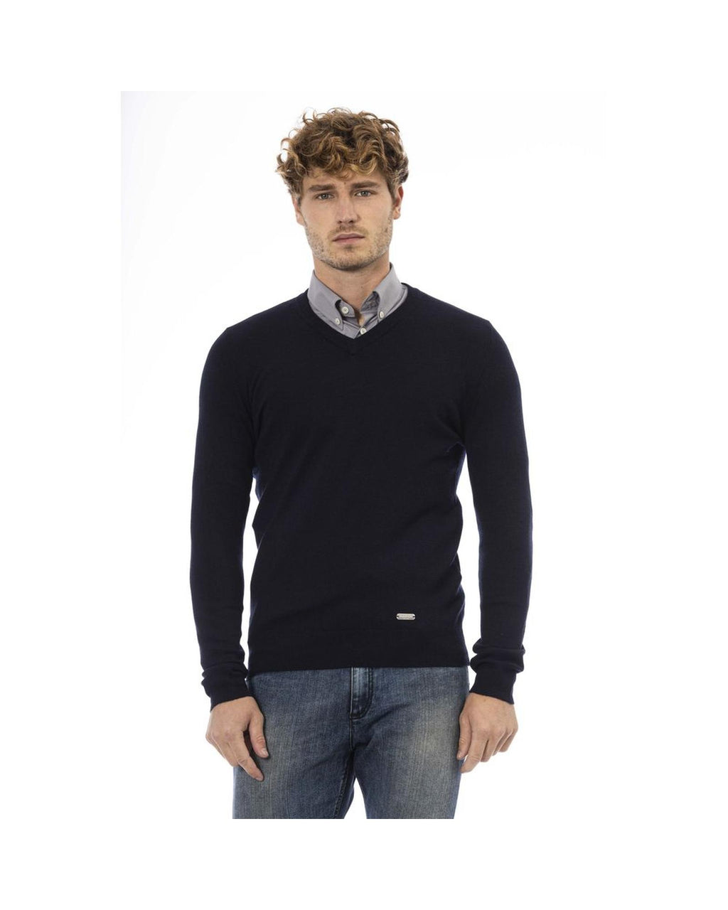 Baldinini Trend Men's Blue Wool Sweater - 54 IT