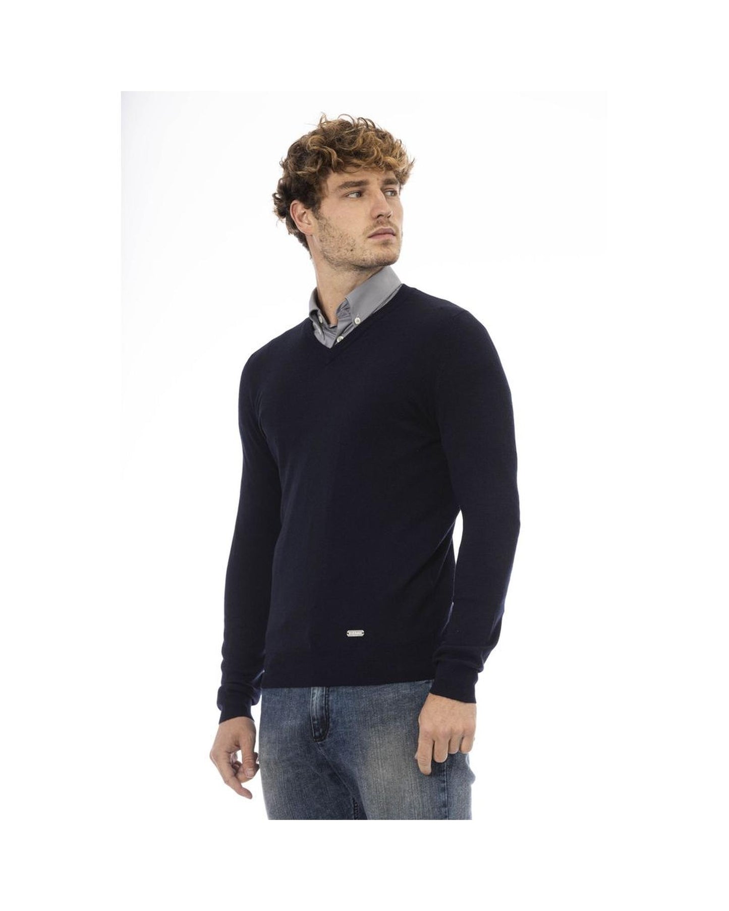 Baldinini Trend Men's Blue Wool Sweater - 54 IT
