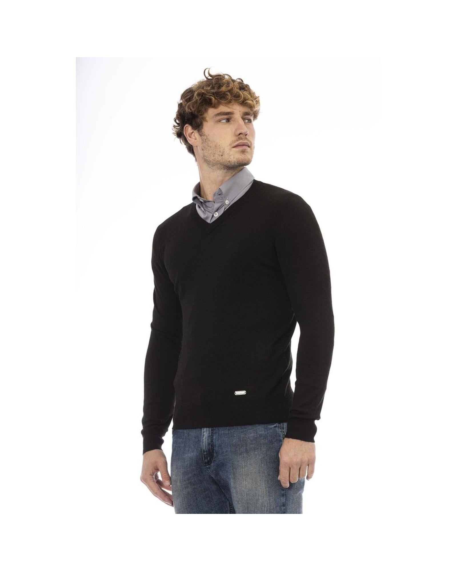 Baldinini Trend Men's Black Wool Sweater - 54 IT Secondary image