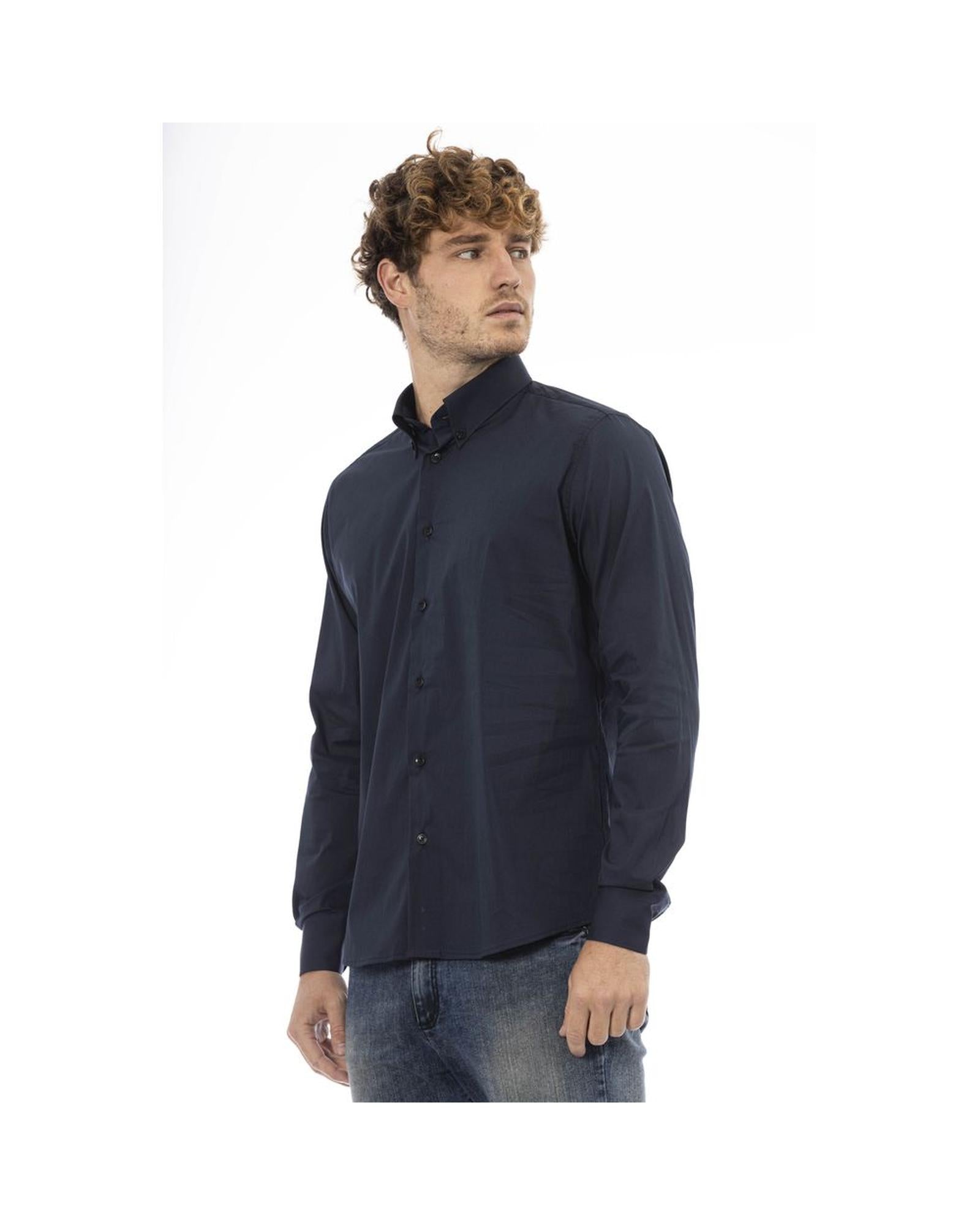 Baldinini Trend Men's Blue Cotton Shirt - 2XL Secondary image