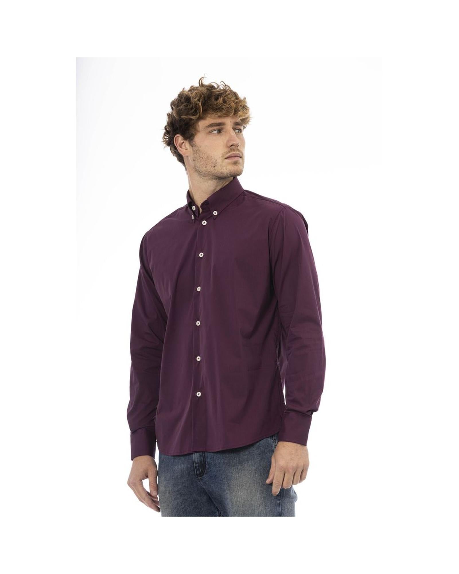 Baldinini Trend Men's Burgundy Cotton Shirt - M