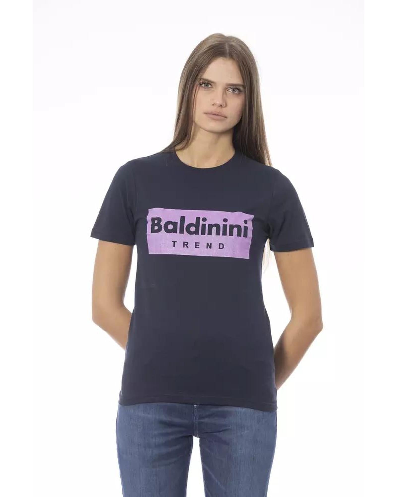 Baldinini Trend Women's Blue Cotton Tops & T-Shirt - L Secondary image