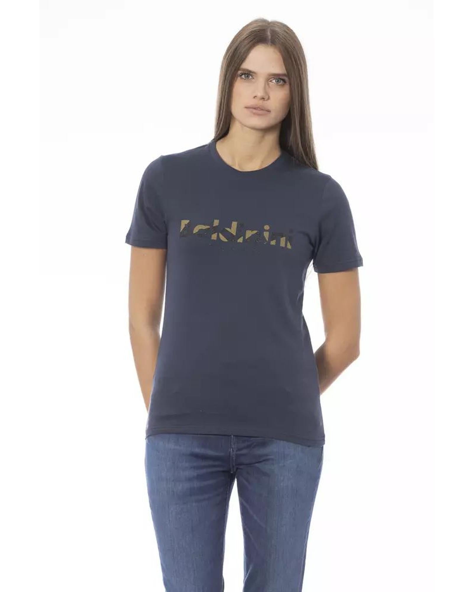 Baldinini Trend Women's Blue Cotton Tops & T-Shirt - XS Secondary image