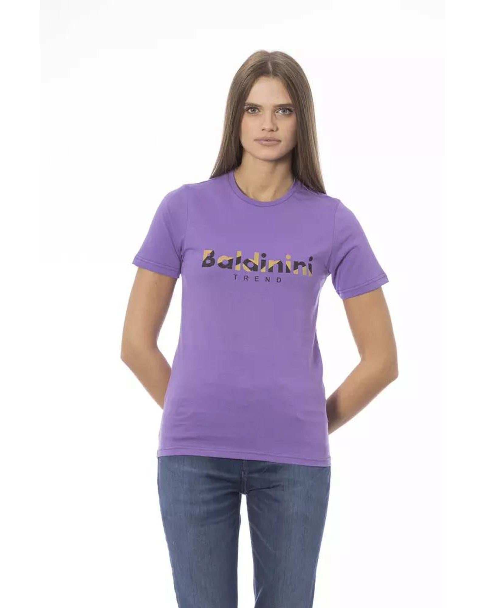Baldinini Trend Women's Purple Cotton Tops & T-Shirt - M Secondary image