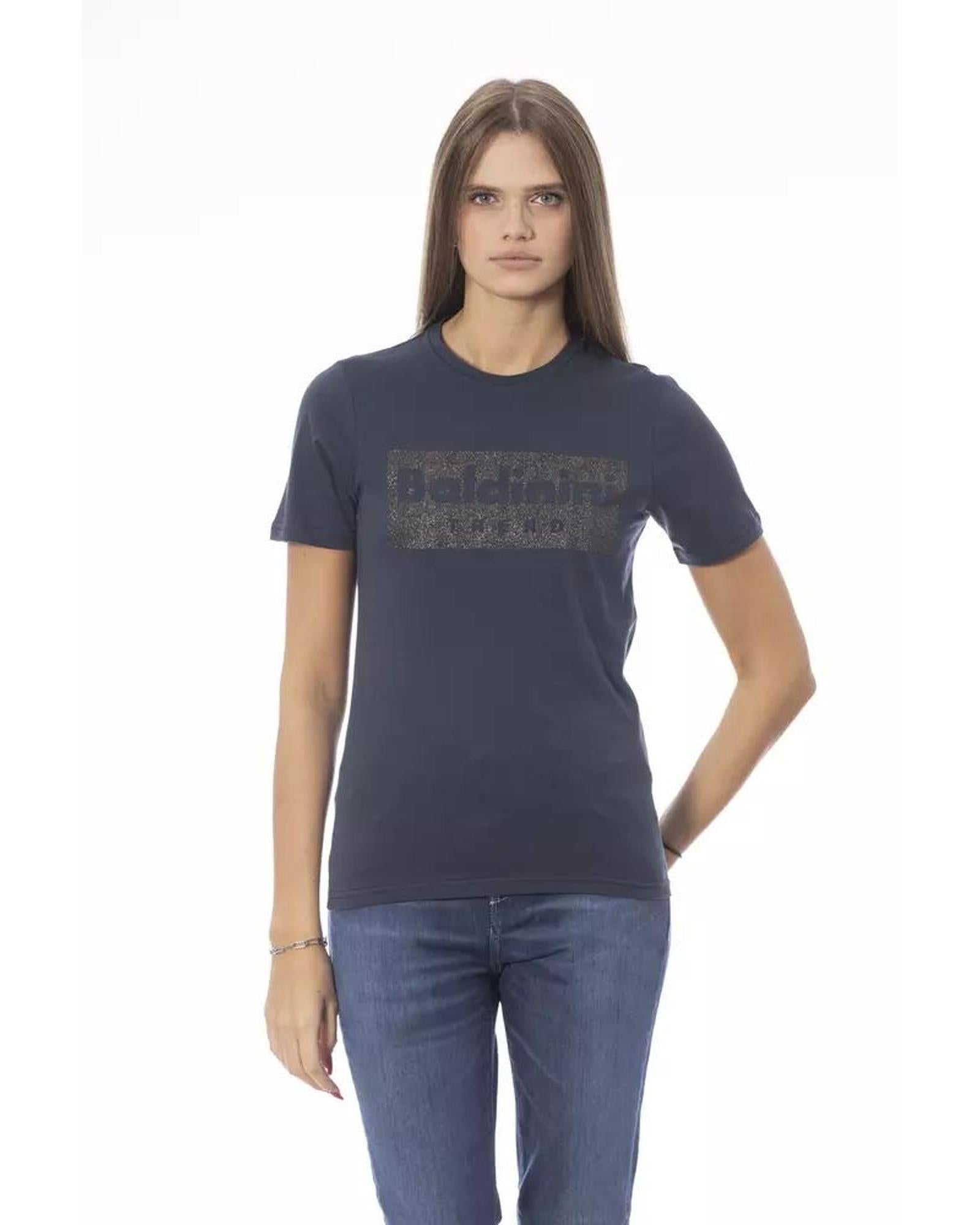 Baldinini Trend Women's Blue Cotton Tops & T-Shirt - S Secondary image