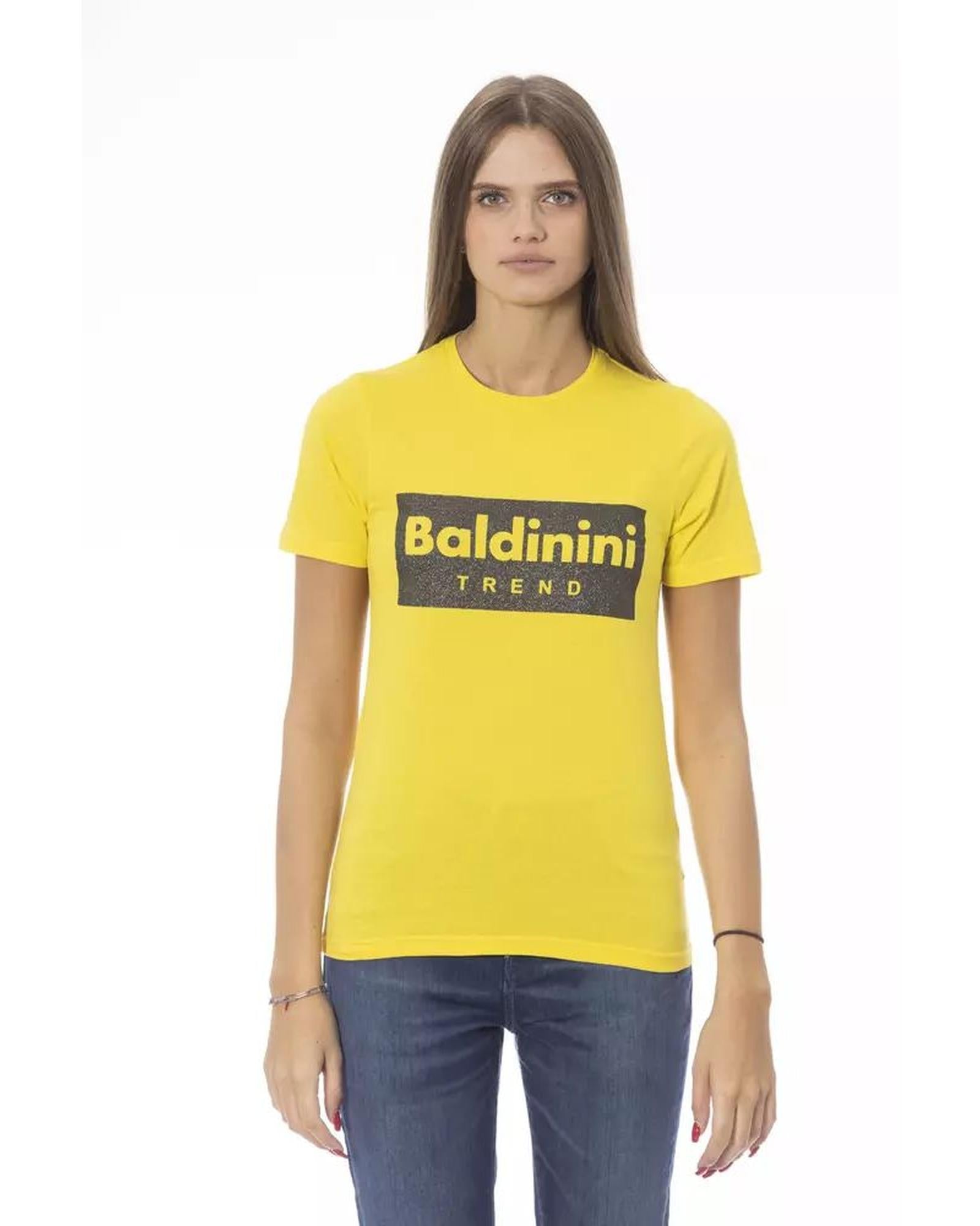 Baldinini Trend Women's Yellow Cotton Tops & T-Shirt - L Main image