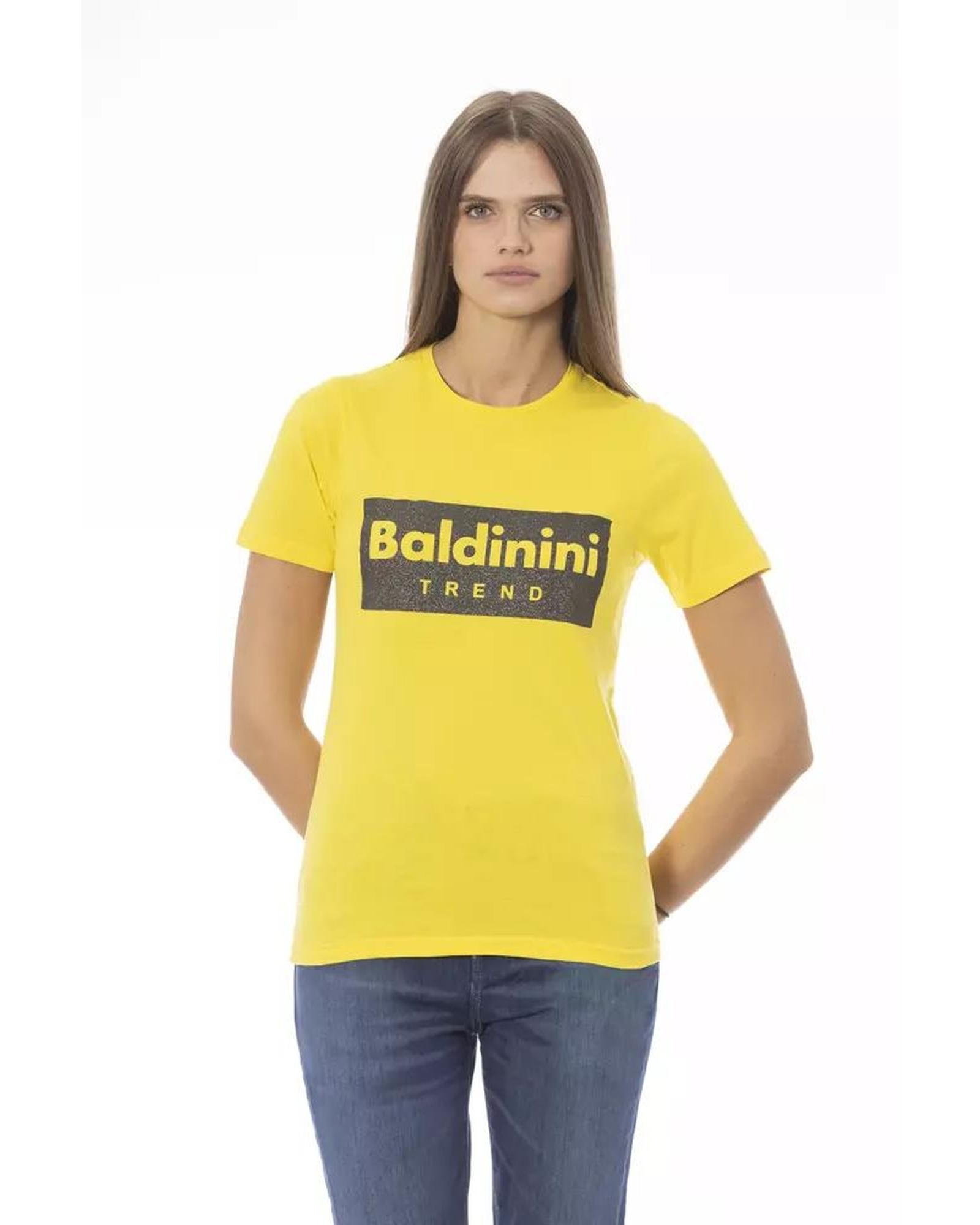 Baldinini Trend Women's Yellow Cotton Tops & T-Shirt - S Secondary image