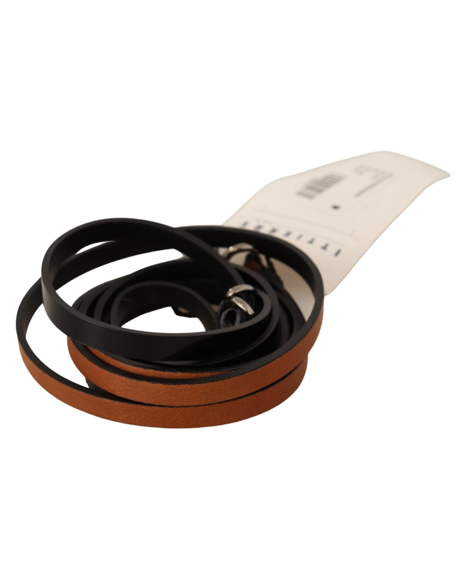 CNC Costume National Fashion Belt with Silver Tone Buckle - Brown Leather 100 cm Women Main image