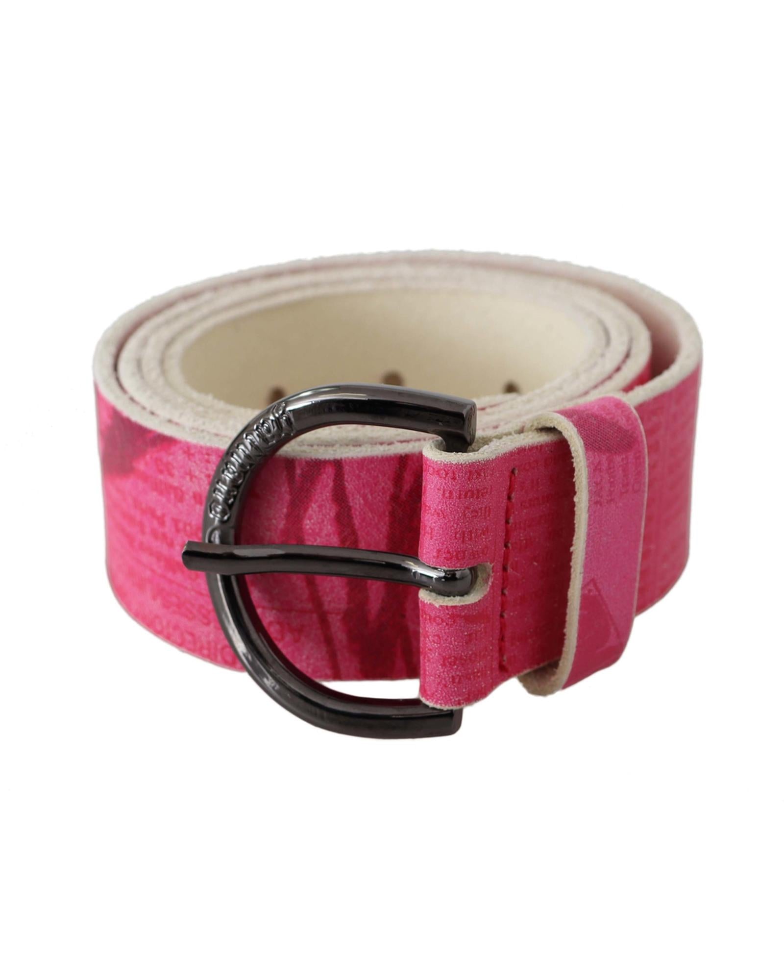 100% Authentic GALLIANO Pink Leather Fashion Belt with Black-tone Hardware 90 cm Women Main image