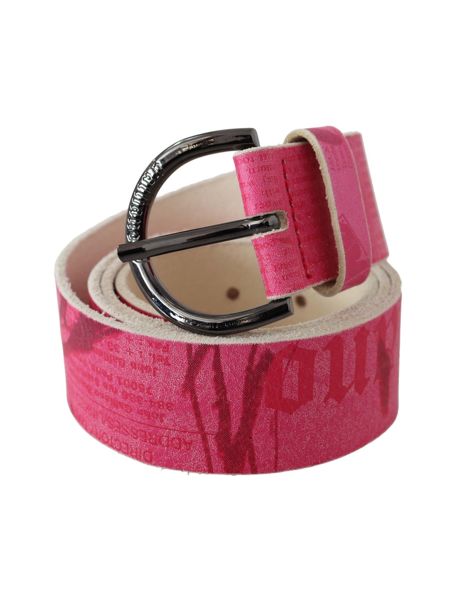 100% Authentic GALLIANO Pink Leather Fashion Belt with Black-tone Hardware 90 cm Women Secondary image
