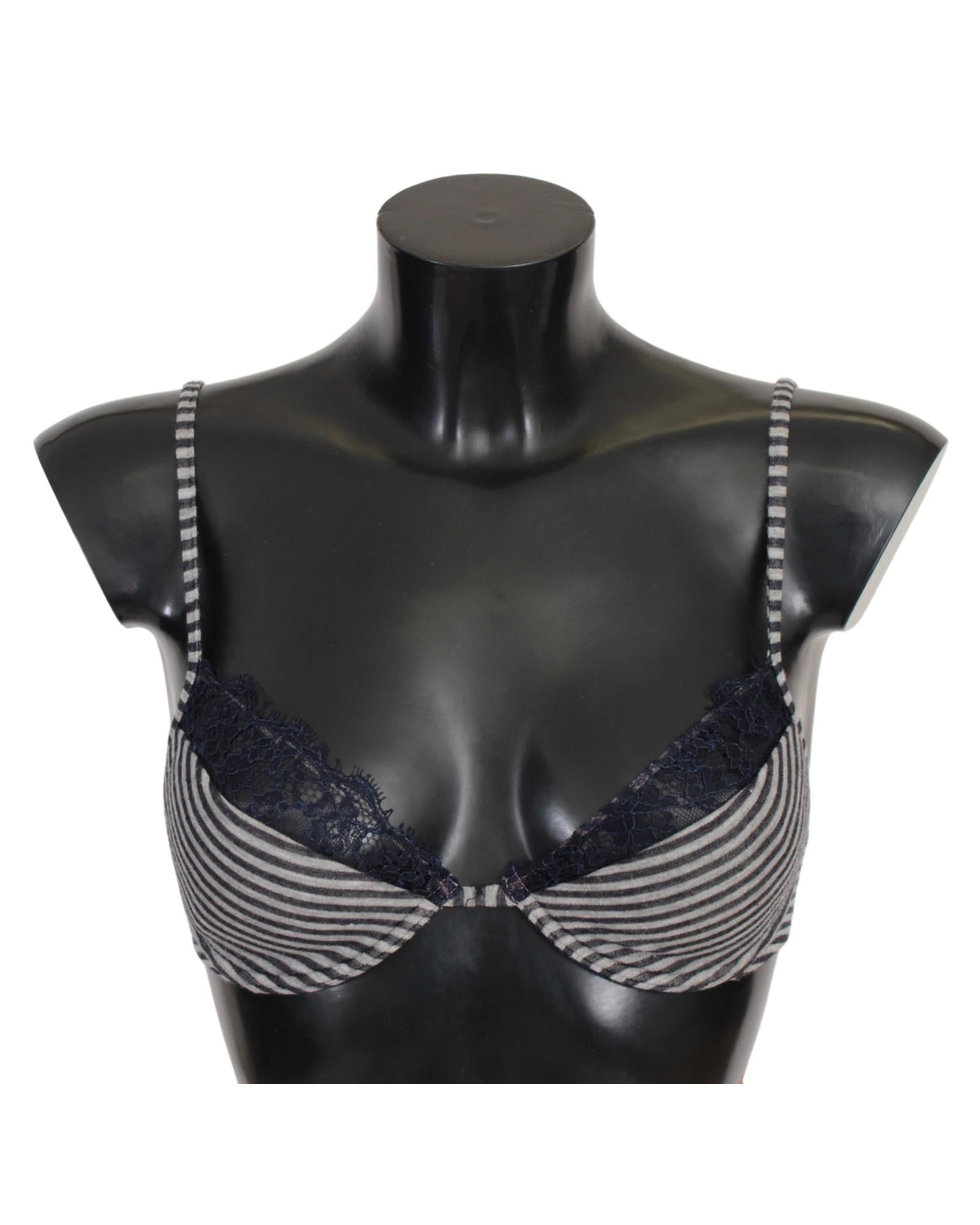 ERMANNO SCERVINO Striped Lace Bra with Logo Detail 2 IT Women Main image