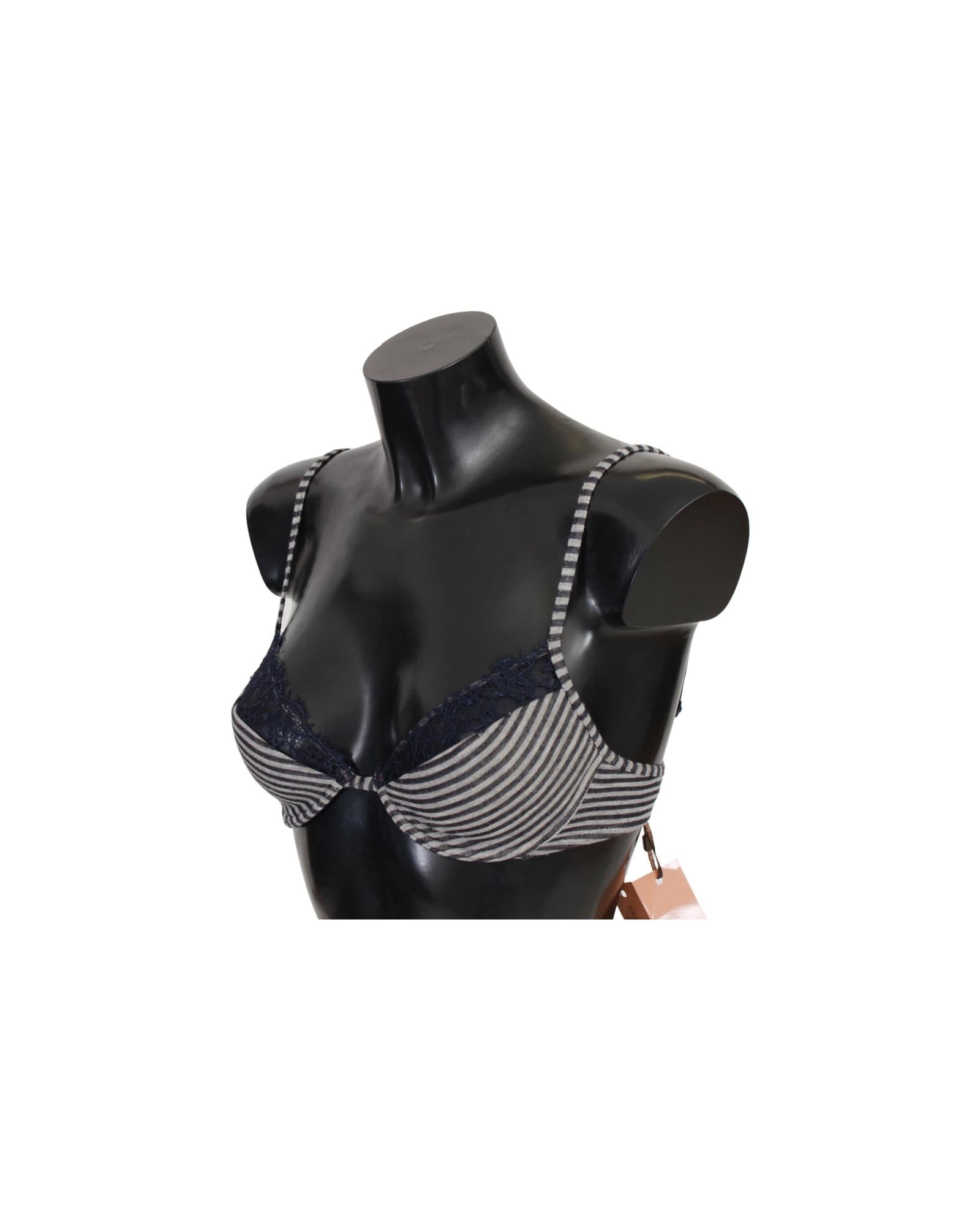 ERMANNO SCERVINO Striped Lace Bra with Logo Detail 2 IT Women Secondary image