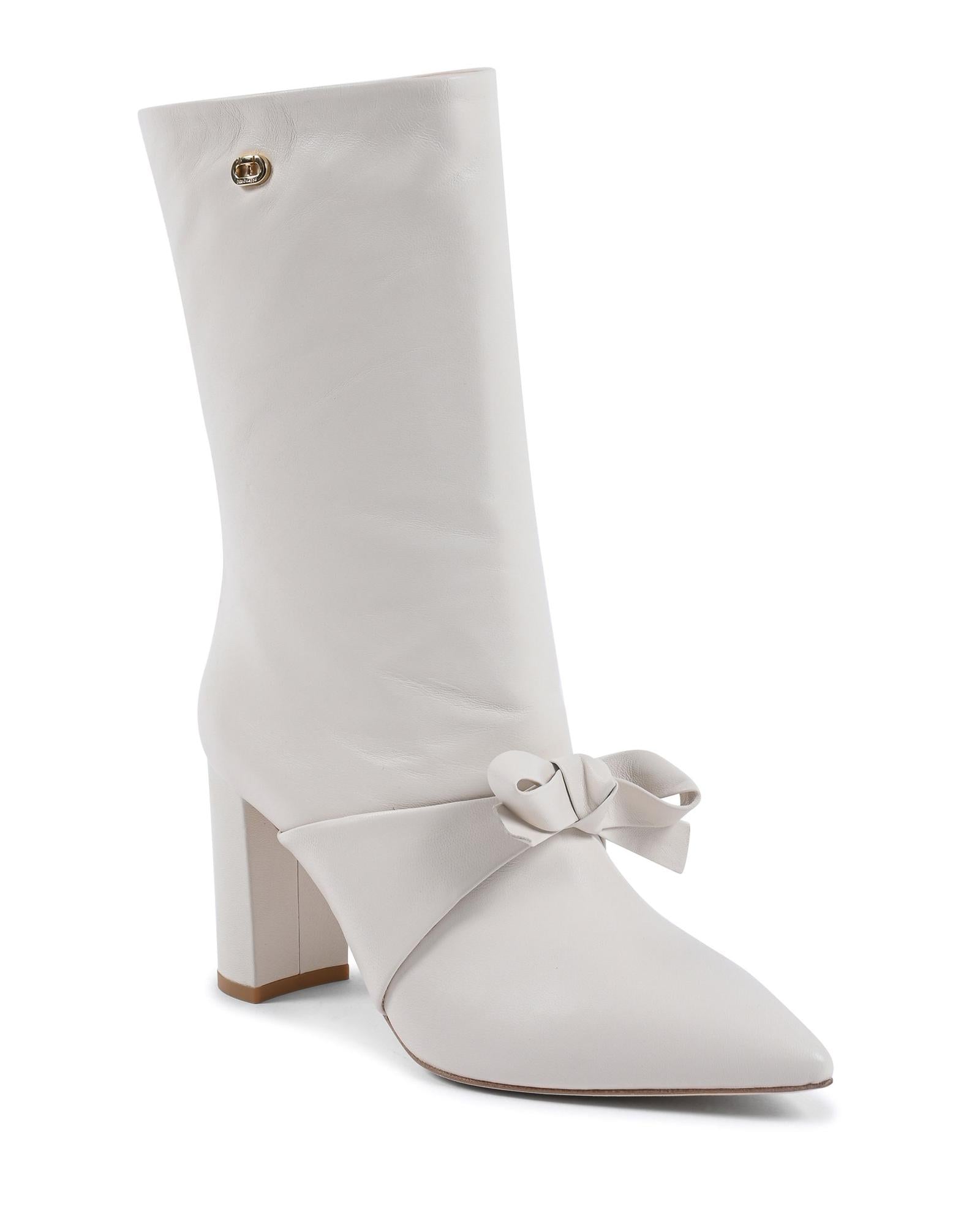 Pointed Toe Bow Boot with Gold Logo Detail - 39 EU Secondary image