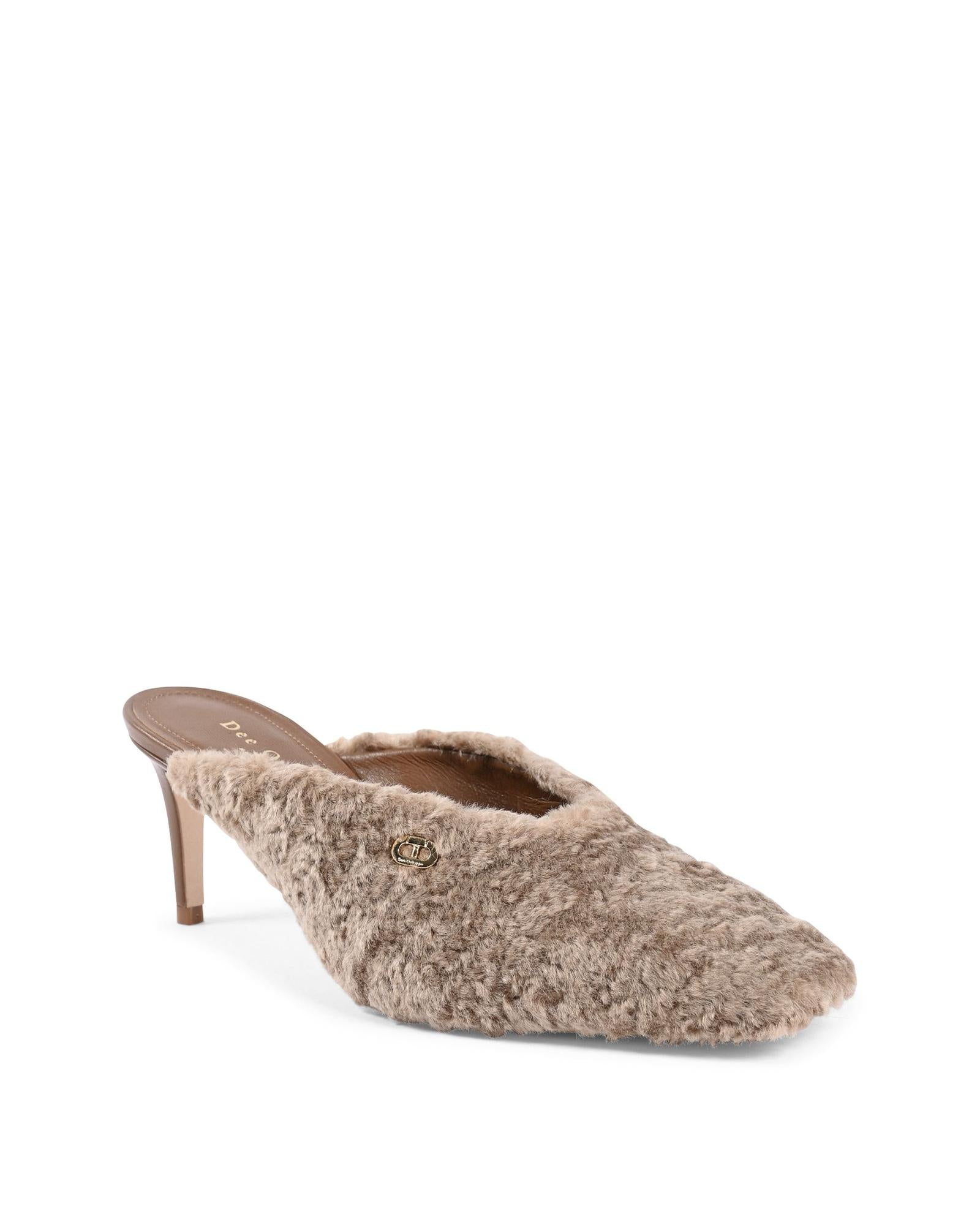 Plush Textured Mules with 5cm Heels - 37 EU Secondary image