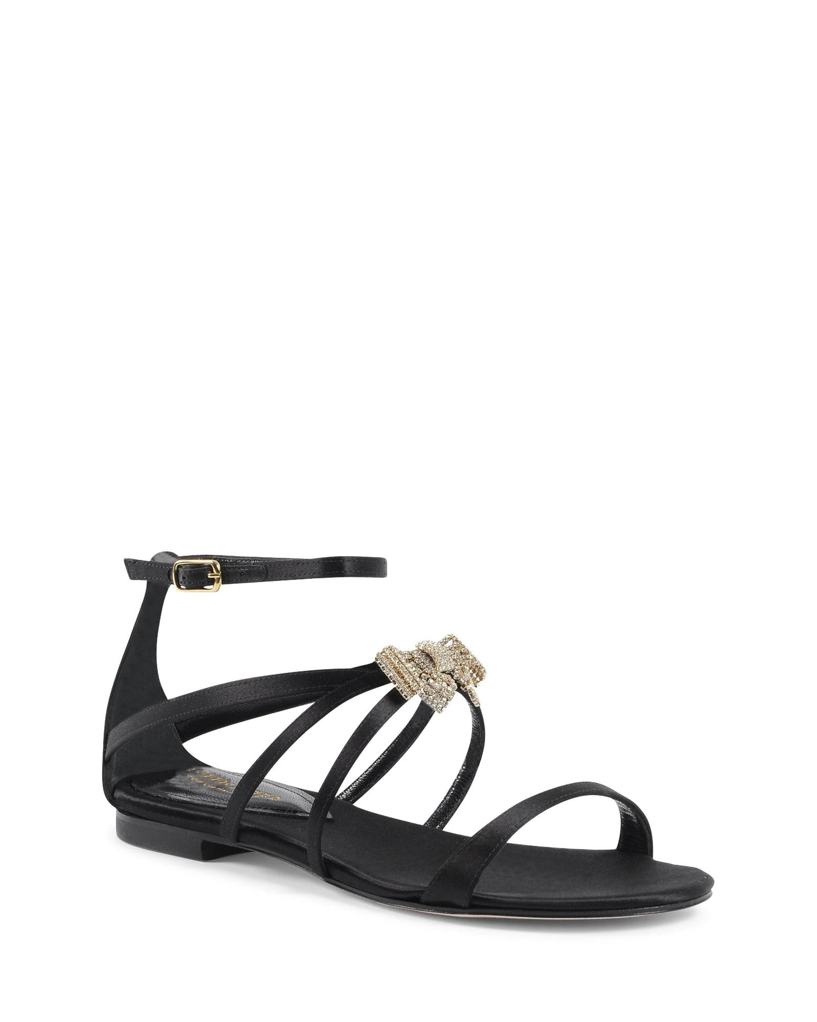 Satin Ankle-Strap Sandal with Swarovski Bow - 37 EU Secondary image