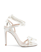 Satin High Heel Sandal with Ankle Laces - 38.5 EU