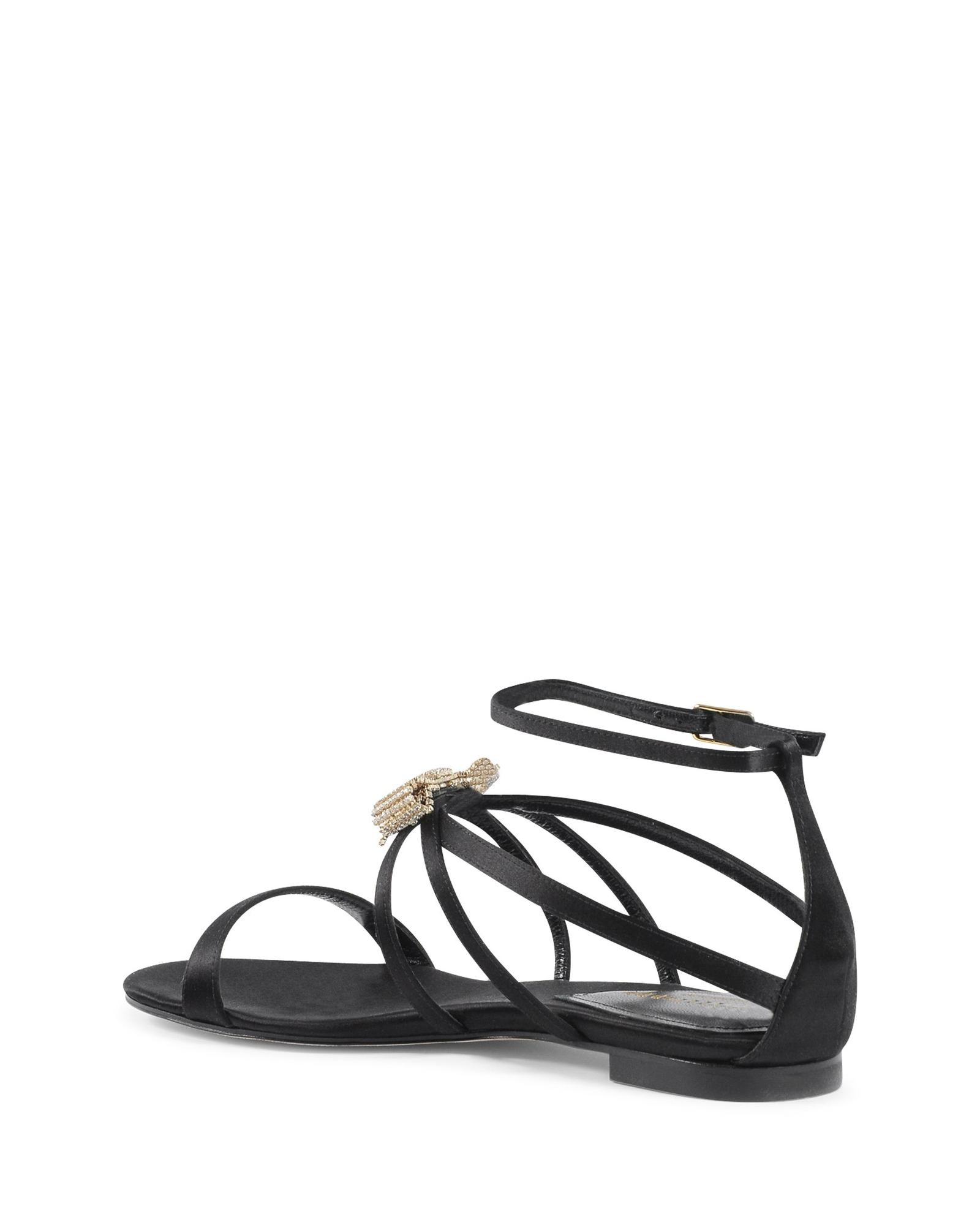 Satin Ankle-Strap Sandal with Swarovski Bow - 39.5 EU