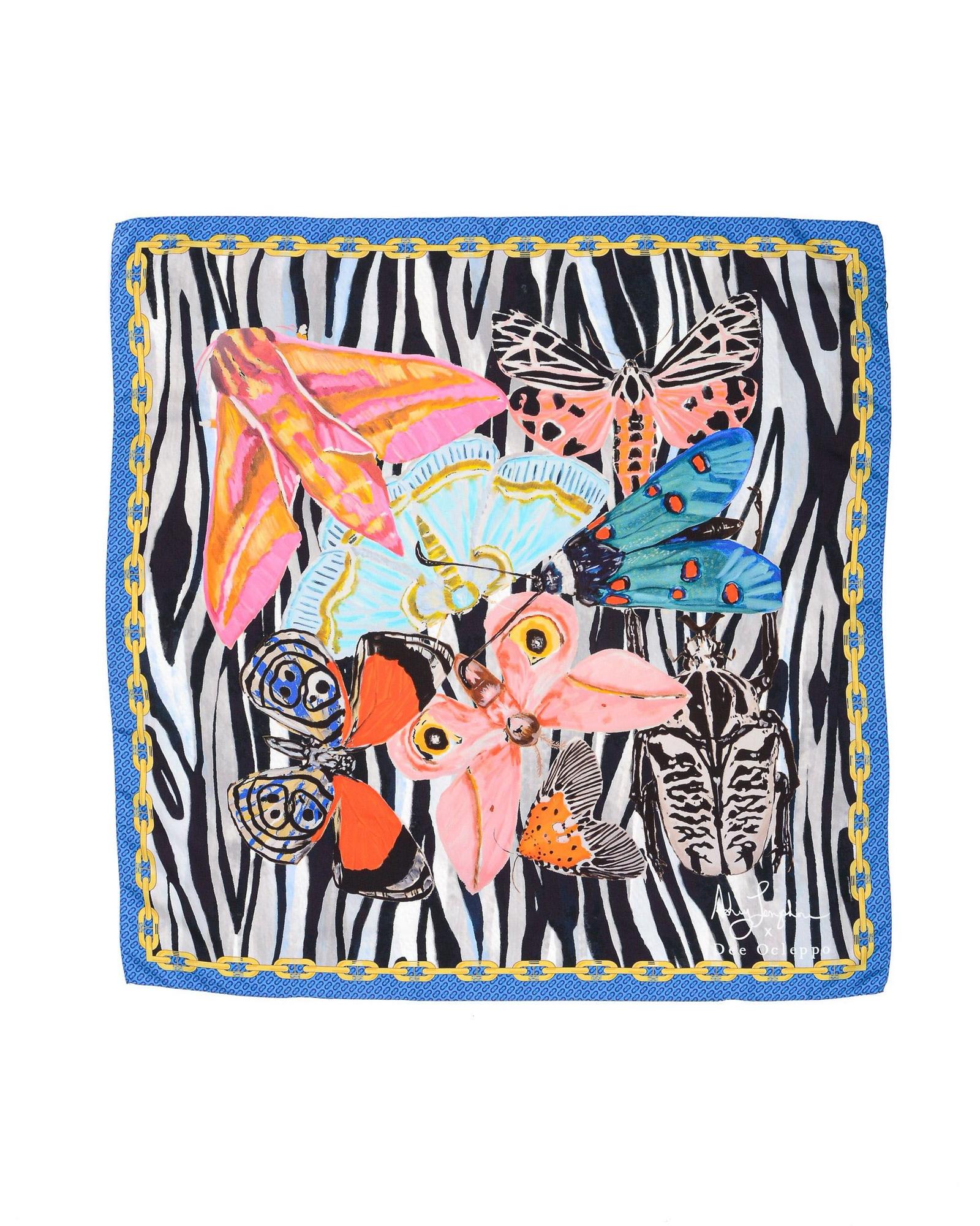 Dynamic Blue Zebra Silk Scarf - One Size Main image