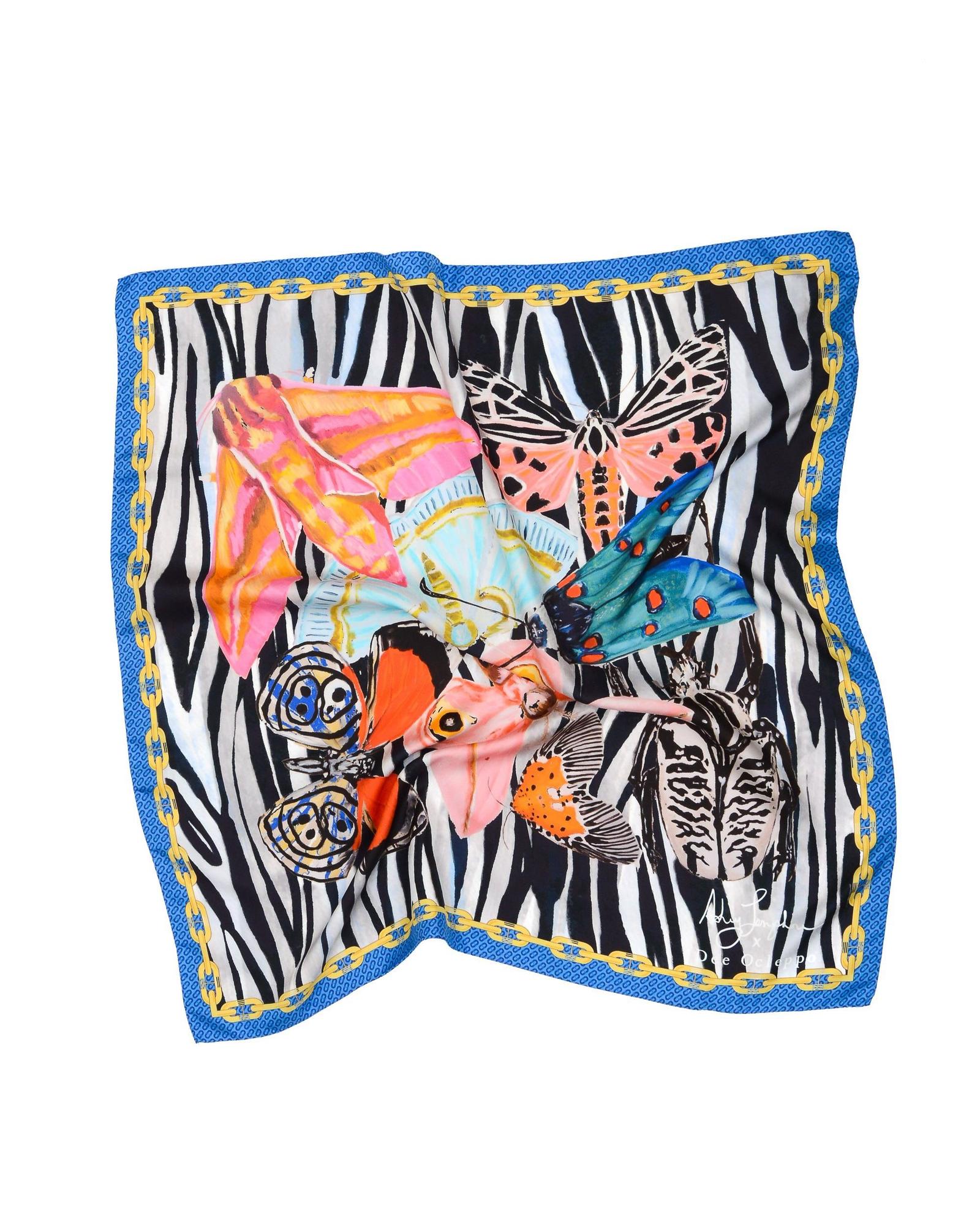 Dynamic Blue Zebra Silk Scarf - One Size Secondary image
