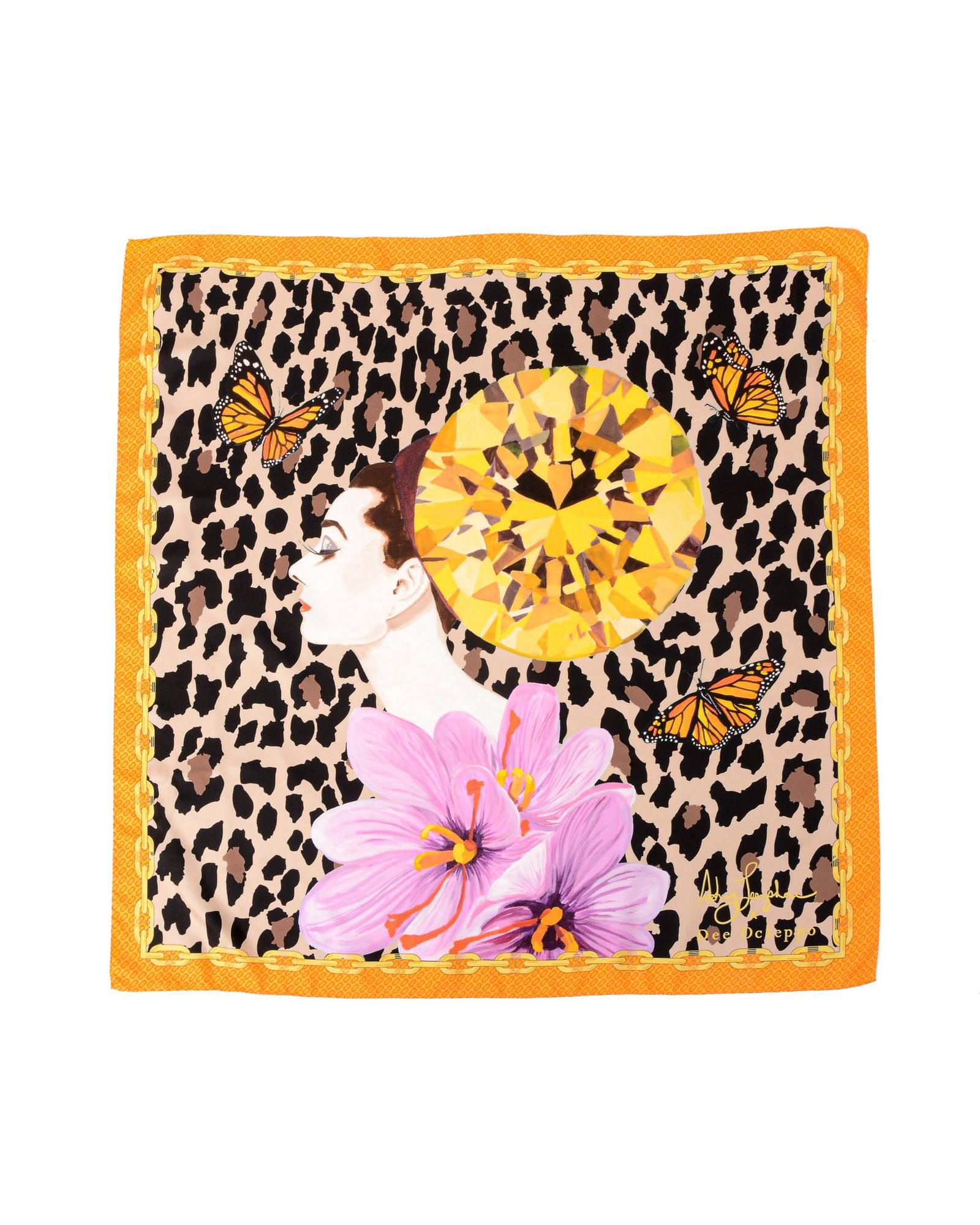 Orange Leopard Silk Scarf - One Size Main image