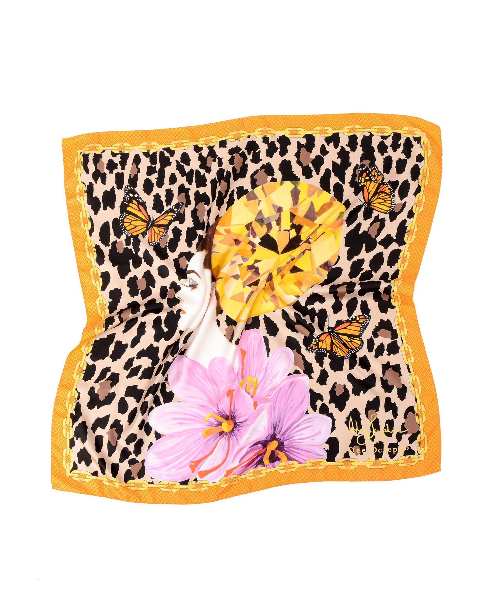 Orange Leopard Silk Scarf - One Size Secondary image