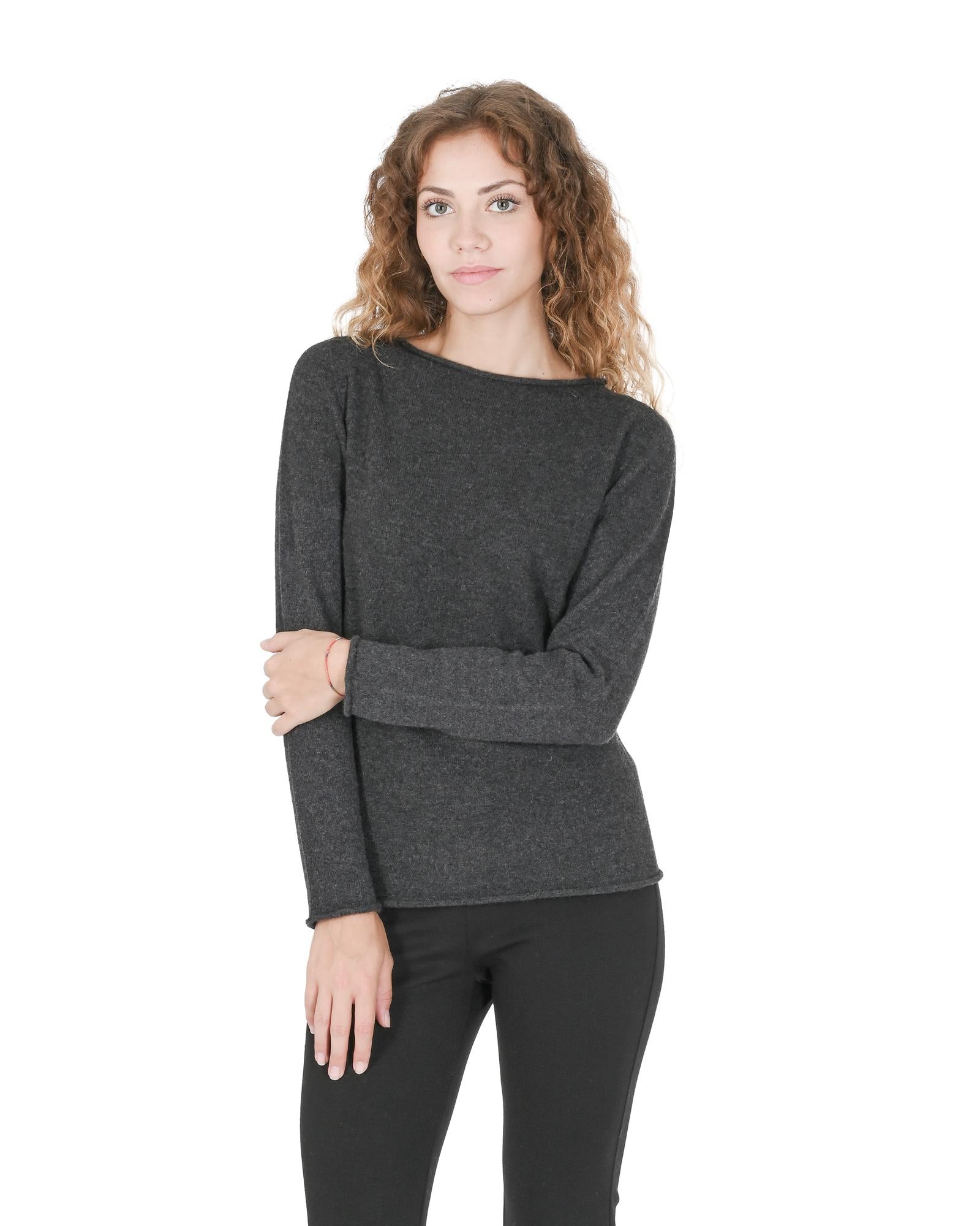 Crown of Edinburgh Cashmere Women's Premium Cashmere Boatneck Sweater in Dark gray - M Secondary image