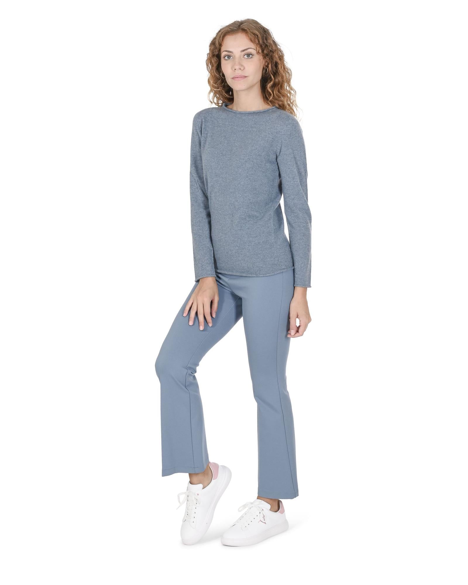Crown of Edinburgh Cashmere Women's Cashmere Boatneck Sweater - Italian Crafted in Sky blue - S Main image