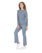 Crown of Edinburgh Cashmere Women's Cashmere Boatneck Sweater - Italian Crafted in Sky blue - S
