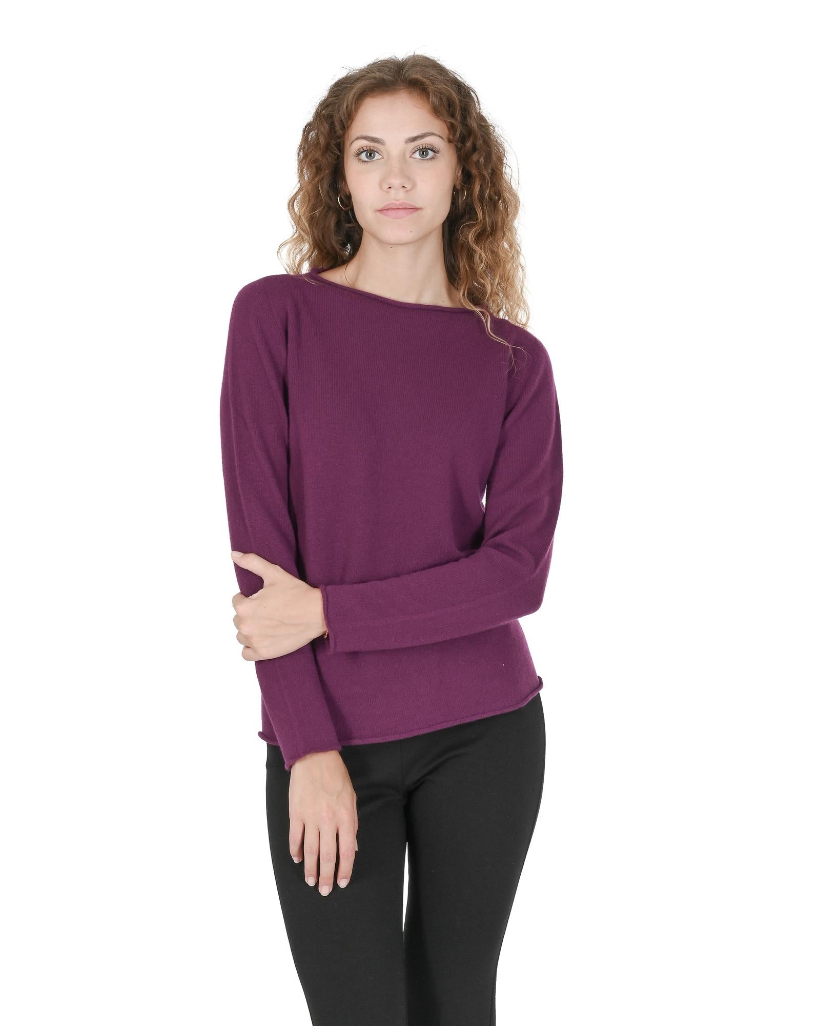 Crown of Edinburgh Cashmere Women's Cashmere Boatneck Sweater in Purple - S Main image