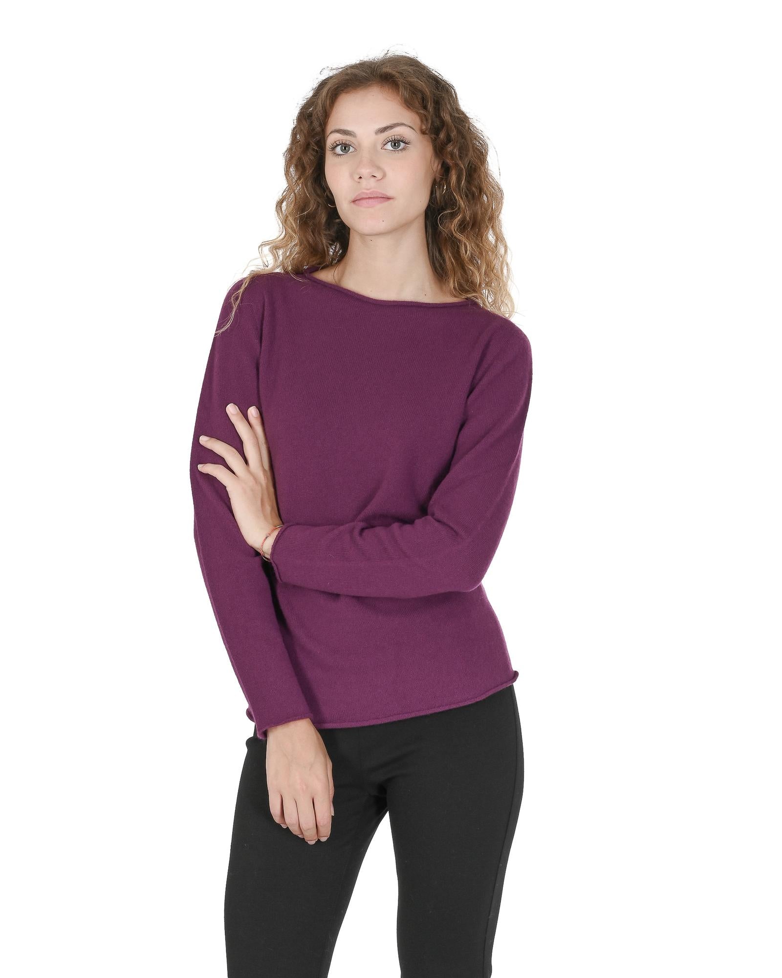 Crown of Edinburgh Cashmere Women's Cashmere Boatneck Sweater in Purple - S Secondary image